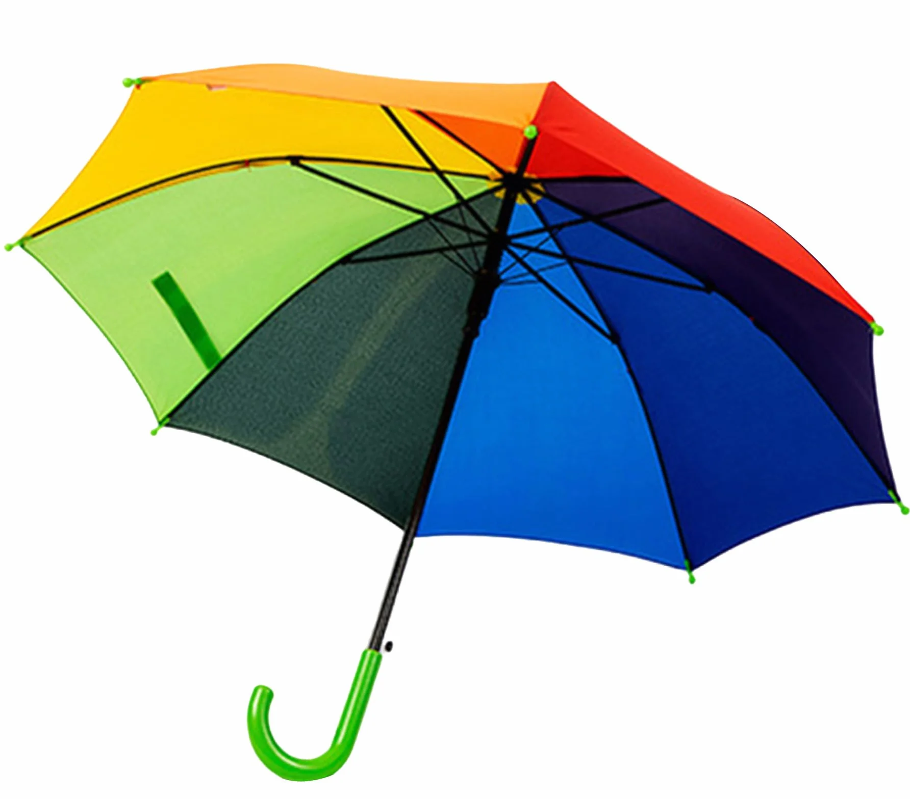 Parapluie arc-en-ciel enfant fibre de verre 8 baleines protection vent pluie poignée crochet