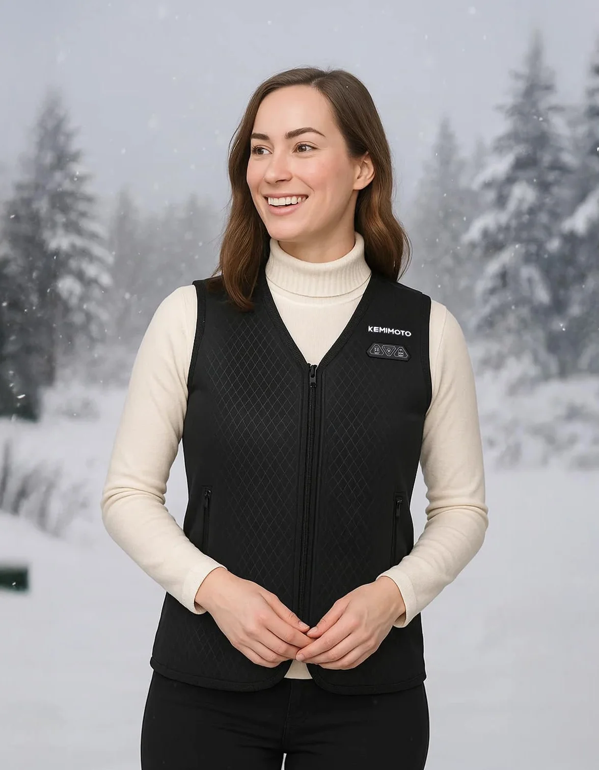 KEMIMOTO Gilet Chauffant Femme, Gilet Chaud et Slim à la Mode, 6 Zones de Chauffage, 3 Niveaux de Chauffage Idéal pour le Camping, le Ski, la Pêche et les Activités de Plein Air (Sans Batterie)