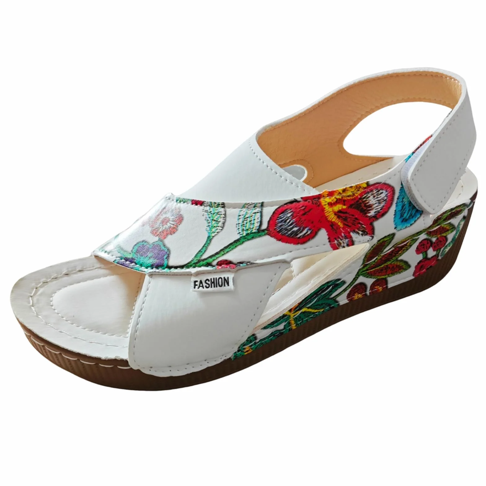 Generisch Sandales d'été pour femme - Pieds larges - Sandales de plage - Pieds nus - Sandales d'été confortables et élégantes - Respirantes - Pour les loisirs - Orthopédiques - Chaussures ouvertes