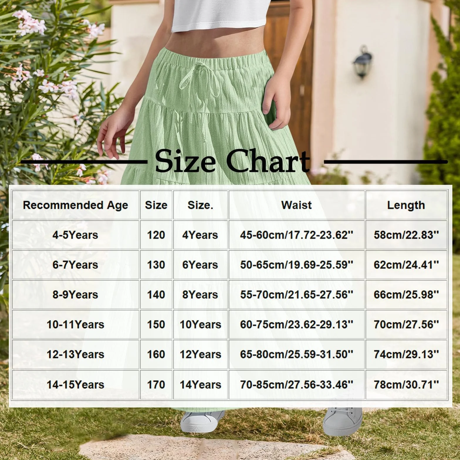 Jupes longues élastiques taille haute pour filles, jupe trapèze unie, ample, décontractée, jupe d'été fluide avec cordon de serrage, jupe-short évasée bohème élégante de 4 à 15 ans