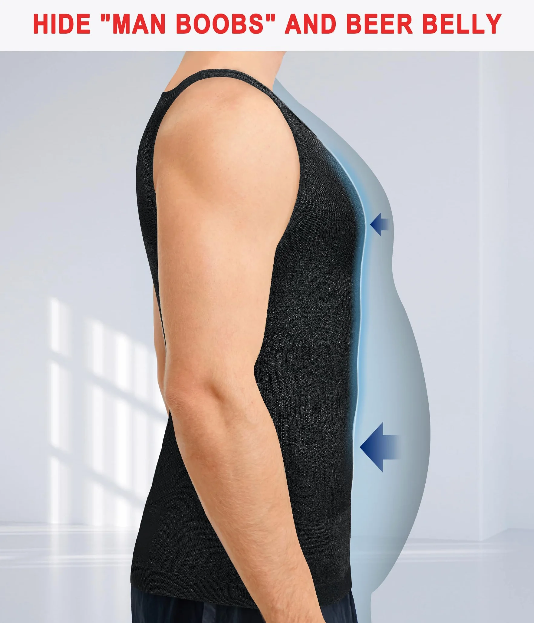 KUMAYES Débardeur de Compression Homme Maillot de Corps Gaine Ventre Plat Invisible Amincissante Posture Shirt