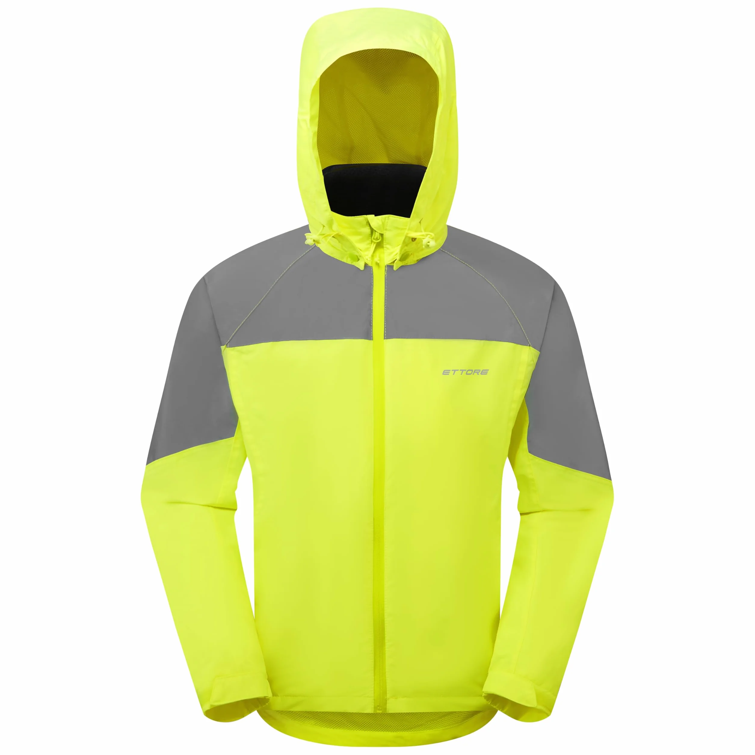 Ettore Veste de cyclisme imperméable pour homme avec capuche amovible respirante haute visibilité – Hybride – Jaune
