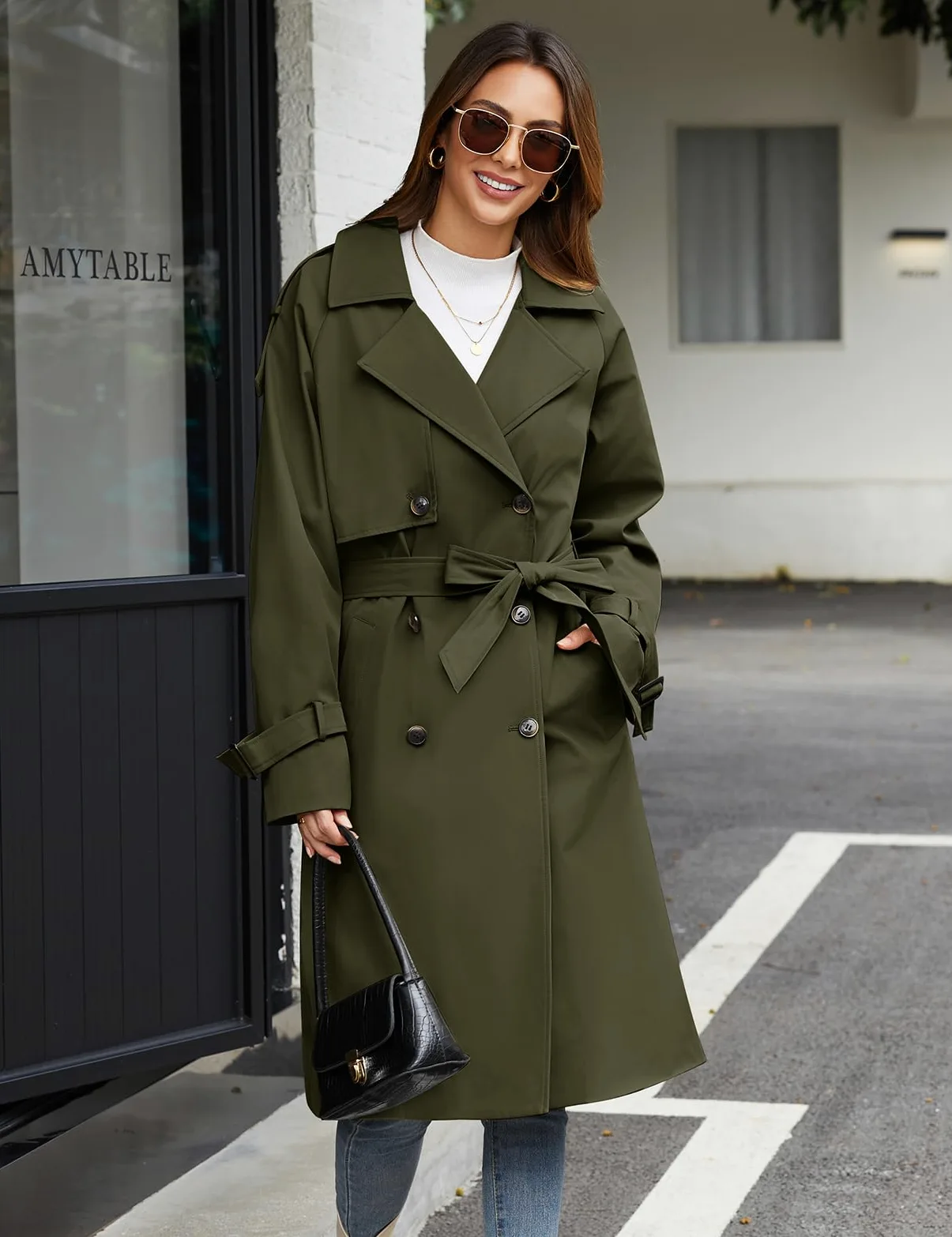 Vancavoo Manteau Trench Femme Long Veste Chaud Doublé Polaire avec Ceinture | Coupe Croisée à Revers, Poignets Réglables, 2 Poches Main, Poche Intérieure, Doublure Douce, pour Ville et Bureau