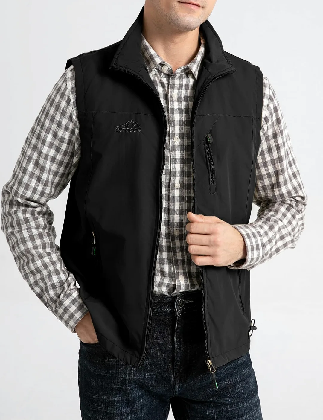 Gilet léger pour homme - Léger - Pour le voyage, la pêche, le safari, le travail - Avec plusieurs poches