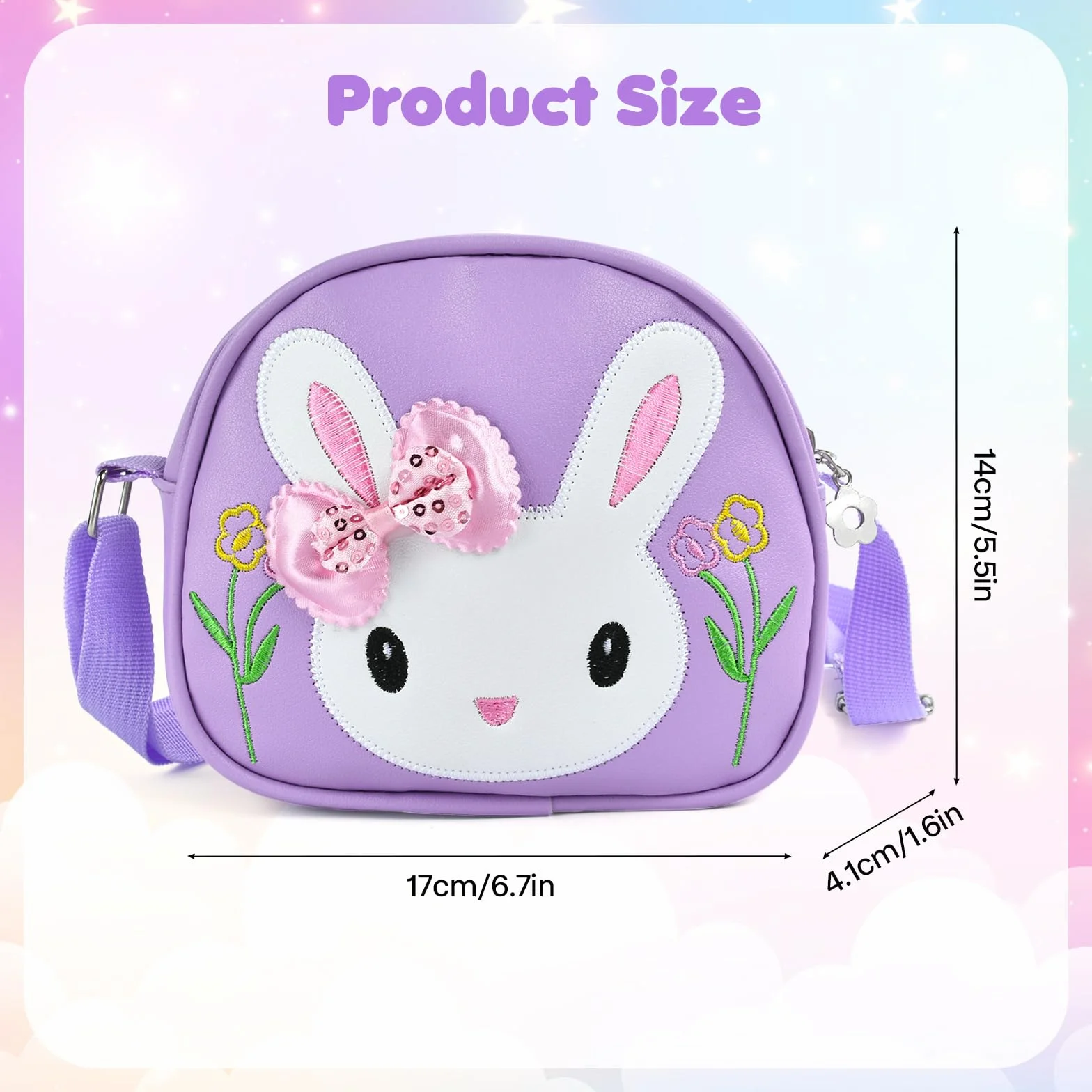 Sac à Main Fille Lapin, Sac a Main Enfant, Sac a Main Petite Fille, Bandoulière Réglable, Sac Petite Fille pour Enfants