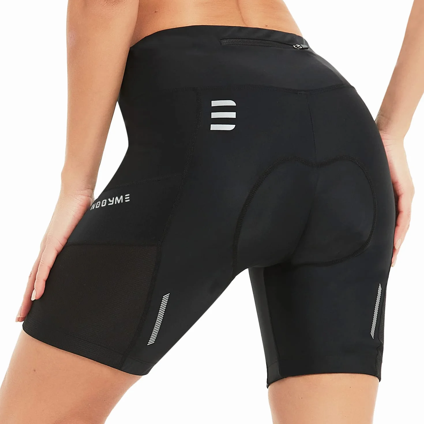 NOOYME Short de Cyclisme pour Femme - Rembourré 4D - avec Poche - Short de Cyclisme élastique et Respirant - avec Rembourrage Large et Dense - sans Douleur - Séchage Rapide - pour Femme