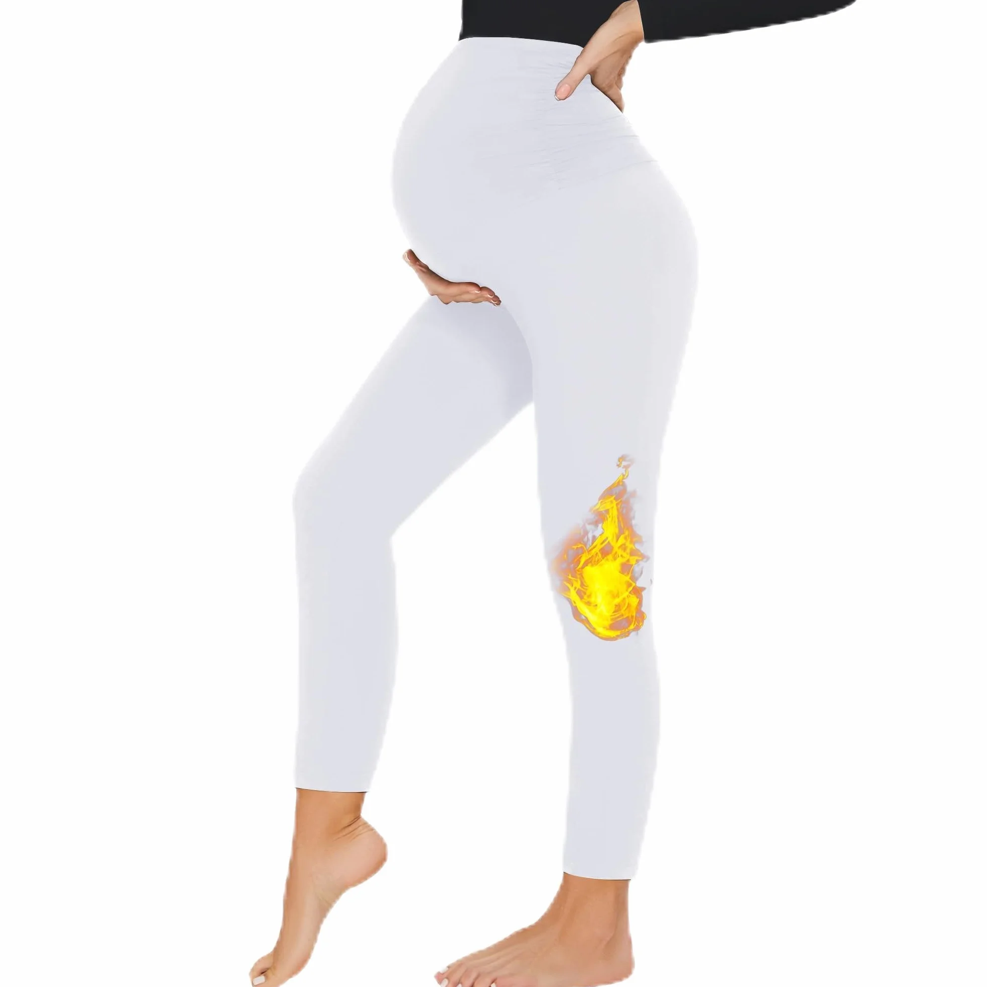 HIPOWER Legging de grossesse thermique pour femme - Taille haute - Leggings de maternité chauds - Pour l'hiver et le yoga