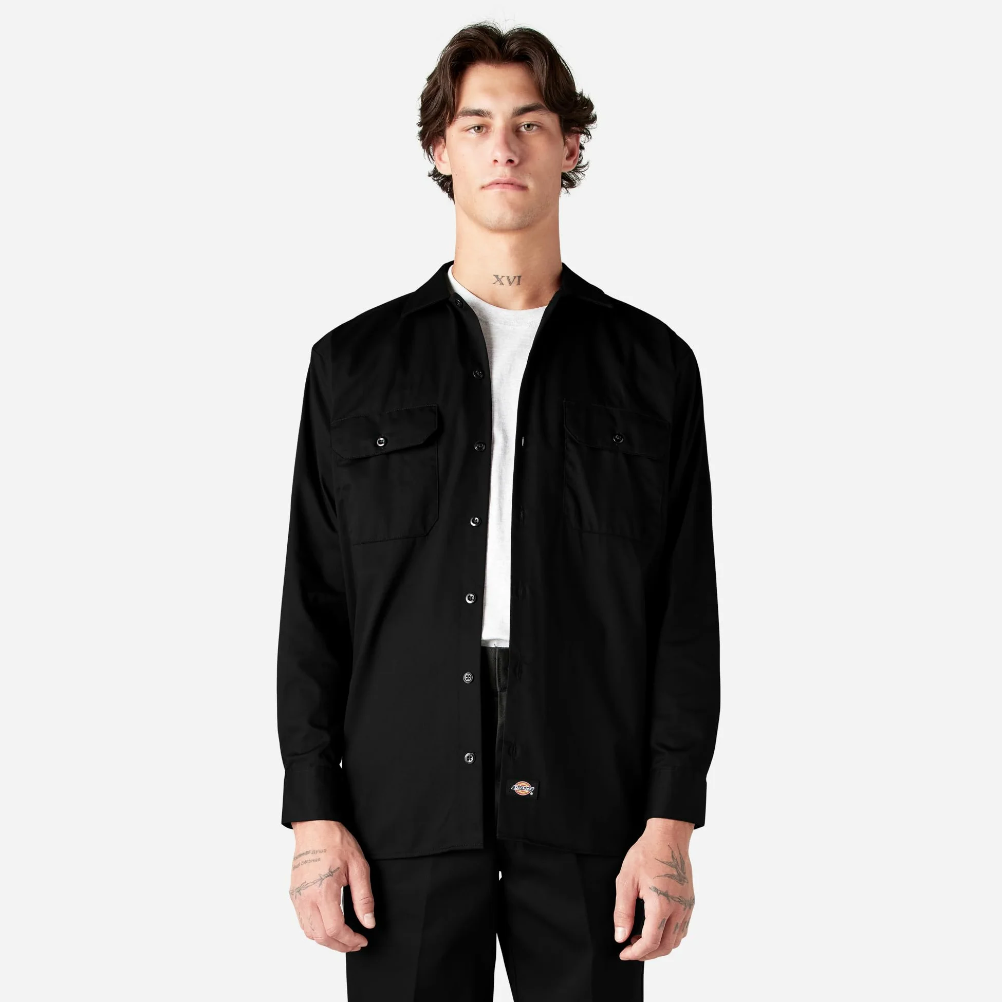 Dickies Chemise à Manches Longues pour Homme, Noir, XL Grande Taille Taille Tall