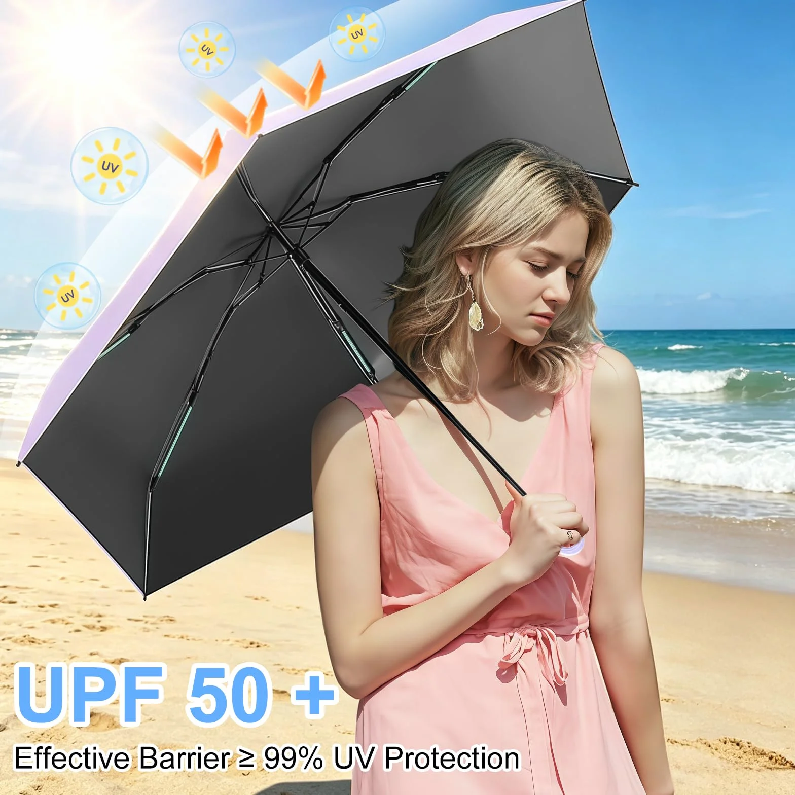 Mini Parapluie Pliant, Parapluie de voyage, Parapluie Pliable Mini, petit parapluies portable compact pour hommes et femmes, parapluies capsule