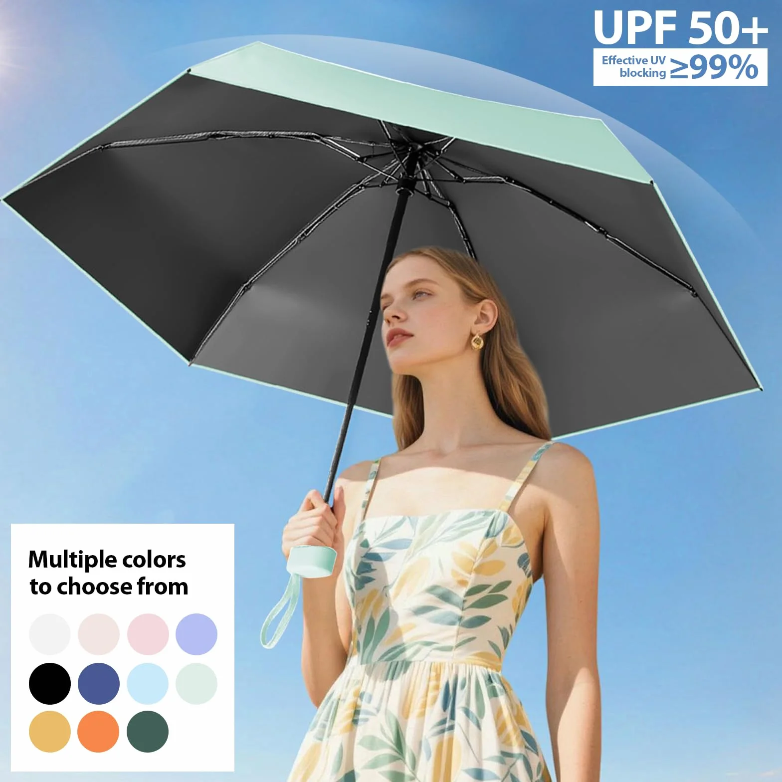 Parapluie Pliant, Petit, Anti-UV, Mini de Poche Léger et Portable, Adapté Aux Jours Ensoleillés Et Pluvieux