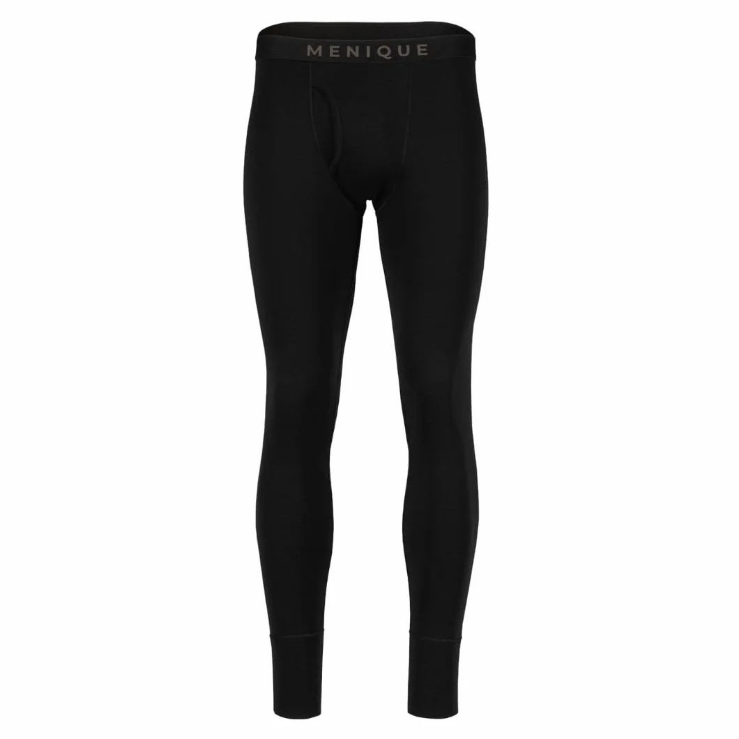 Menique Leggings de sport pour homme avec taille moyenne en mérinos - Noir - XX-Large
