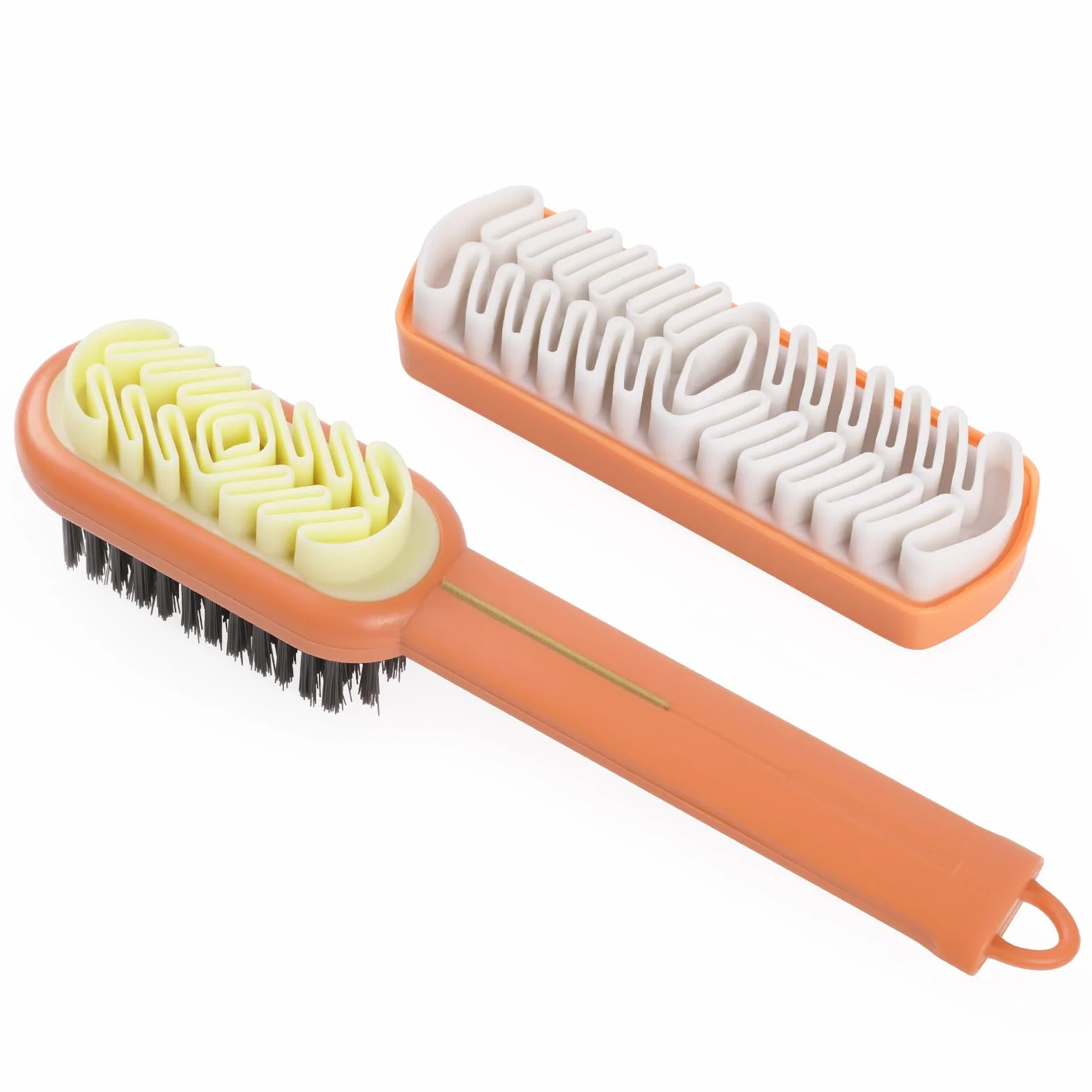 Simpeak Brosse à Chaussures Double Face 2 en 1, Brosse en Daim Nubuck, Long Manche ABS, Orange