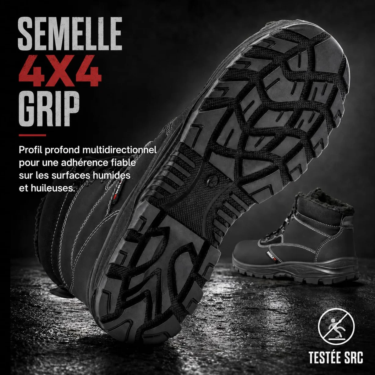 BWOLF GRIZZLY Chaussures de Sécurité Hommes Hiver S3 Chaussures de Travail Homme Hiver S3 Résistant à l'eau et à l'huile Antidérapantes Technologie Re-Flex et Semelle Ergonomique