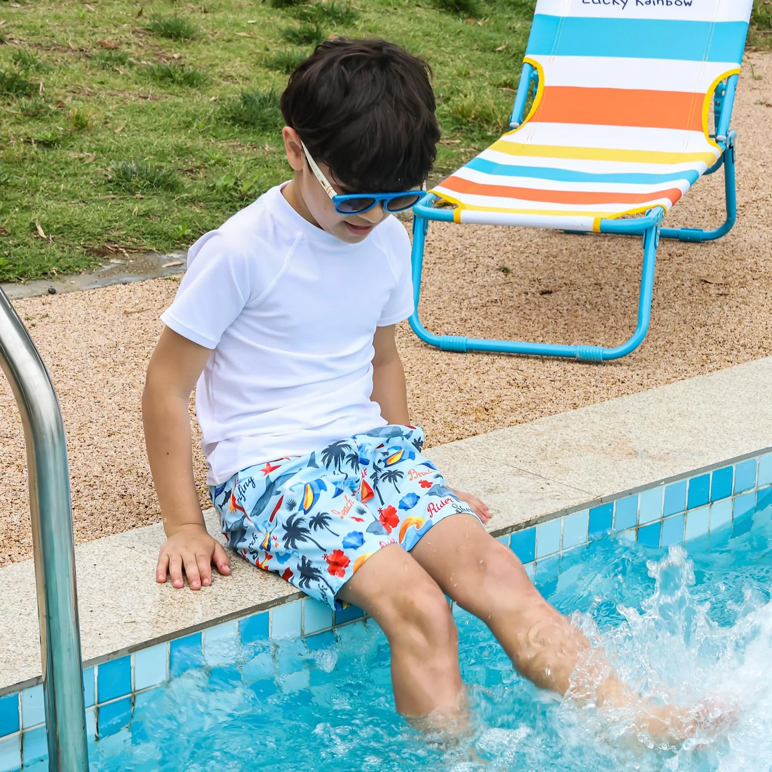 LACOFIA T-Shirt de Bain à Manches Courtes pour Garçons Maillots de Bain Protection Solaire pour Enfants Séchage Rapide