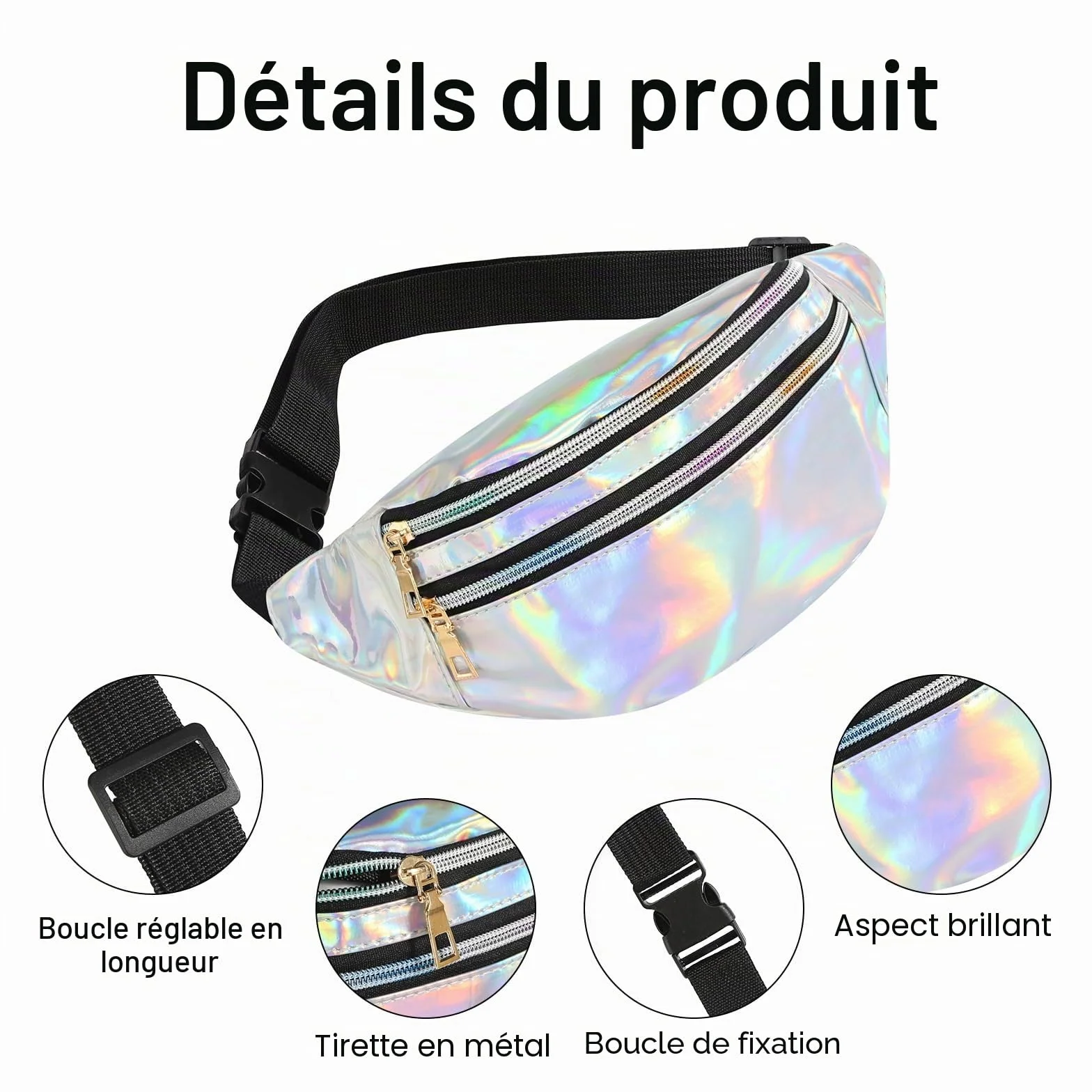 Sac Banane Multicolore Papillon Femme Festival Argenté