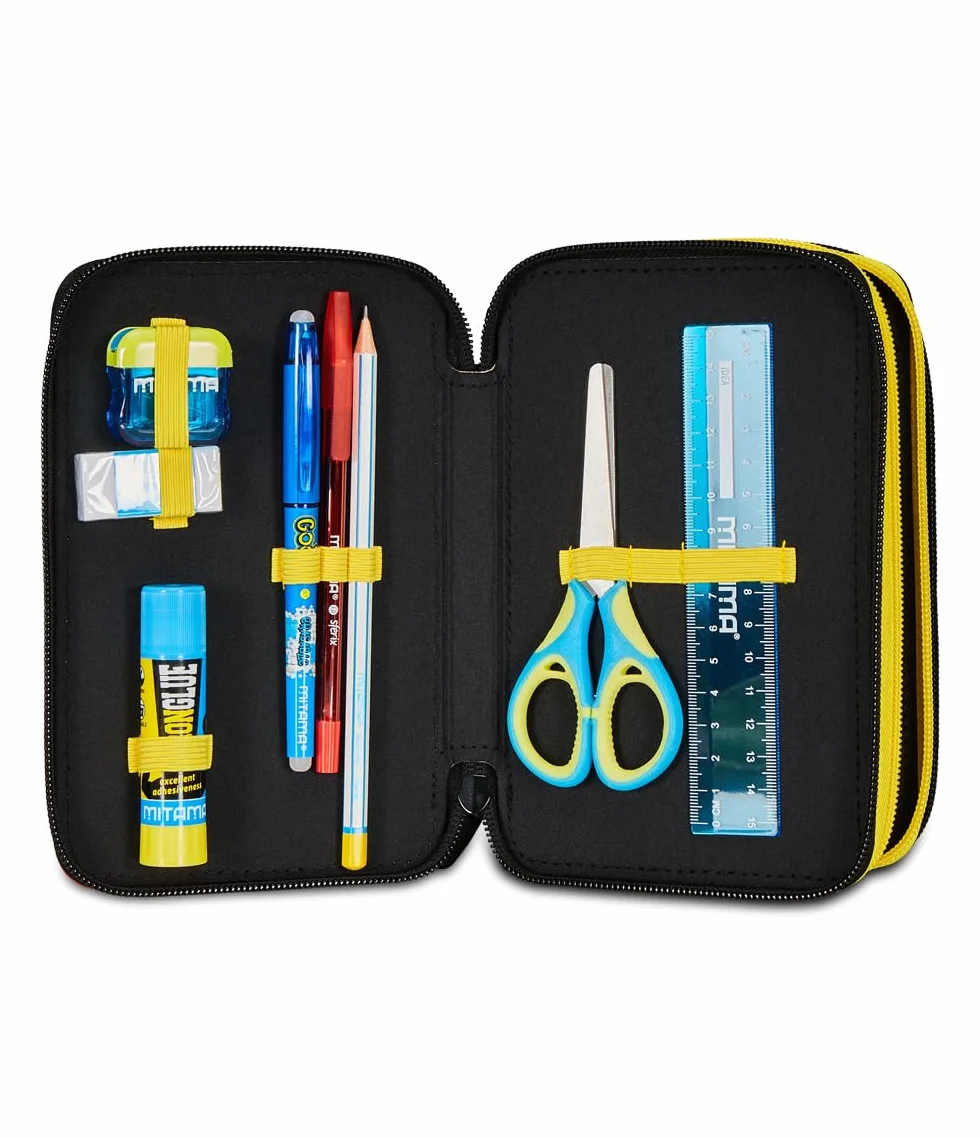 Pikachu Pokemon Trousse Scolaire 3 Compartiments Jaune Rouge Porte-Stylo