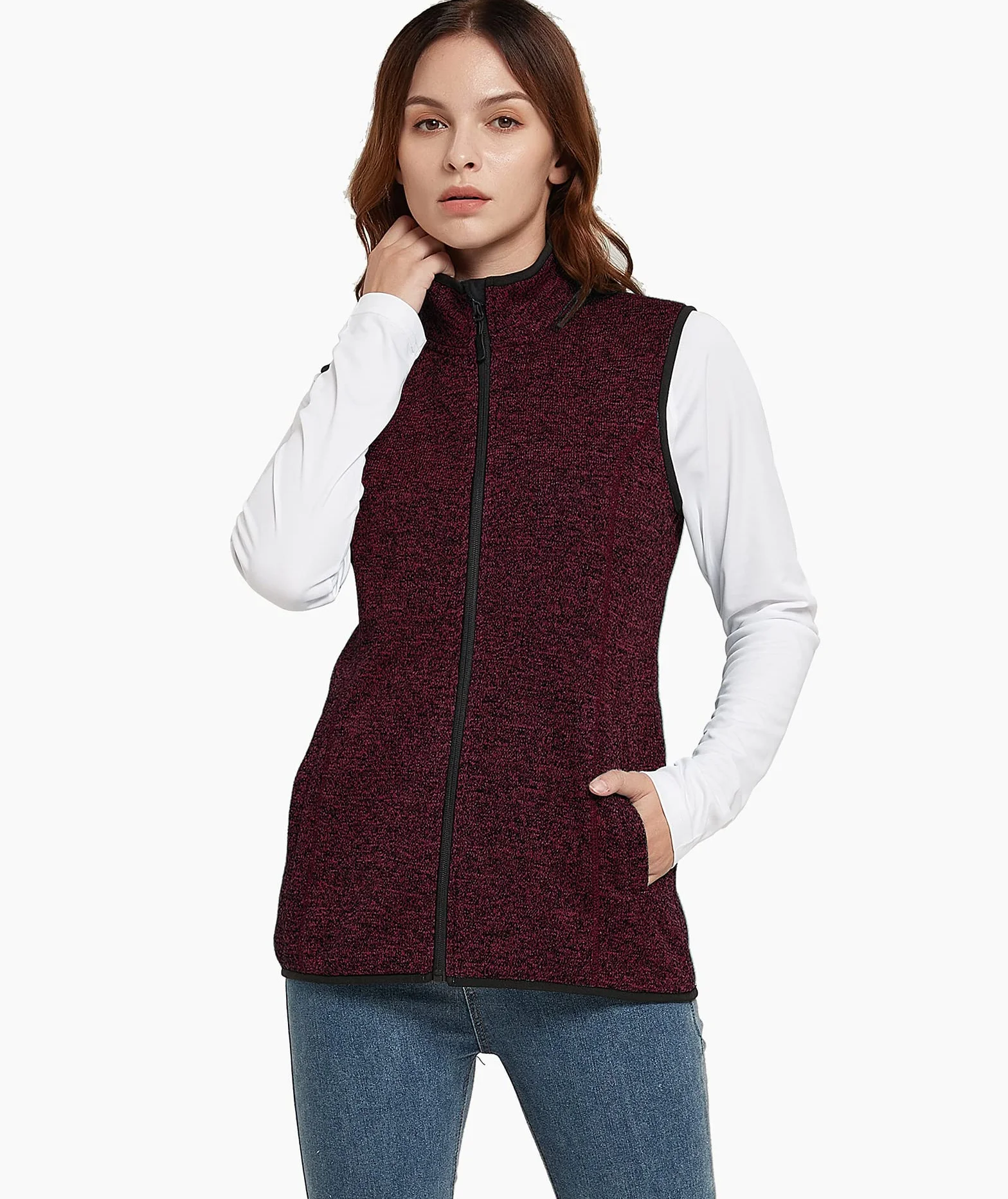 Triple Moon Gilet polaire pour femme - Gilet d'extérieur sans manches pour la course, la randonnée, le camping, les loisirs, la maison