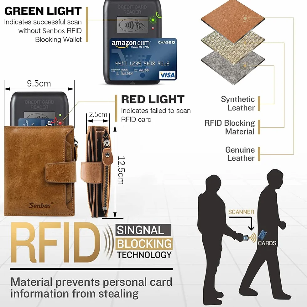 Portefeuille Homme, Blocage RFID Portefeuille en Cuir Vachette Première Couche avec 18 Porte Carte Crédit, 2 Compartiment à Billets, Poche à Monnaie, 2 Fenêtres d'identification y Boîte Cadeau