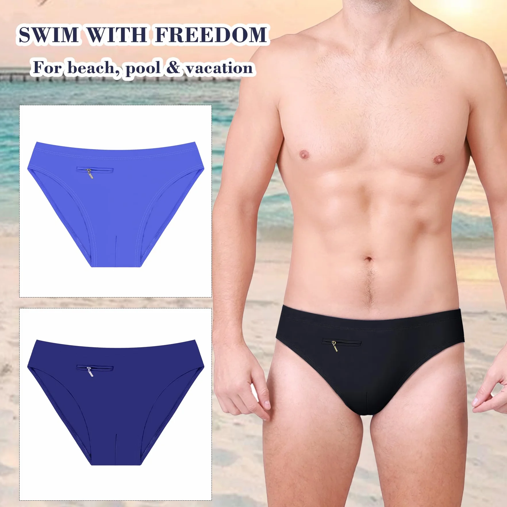 Caleçon de Bain Homme Maillot de Bain Sport Séchage Rapide Slip de Bain Classique