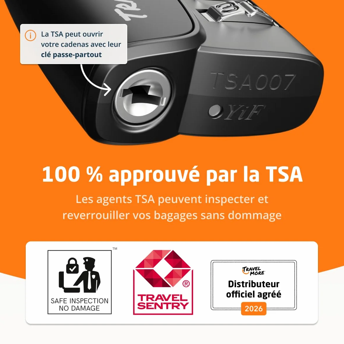 Lot de 6 Cadenas TSA avec Indicateur d'Ouverture Noir pour Valises et Bagages