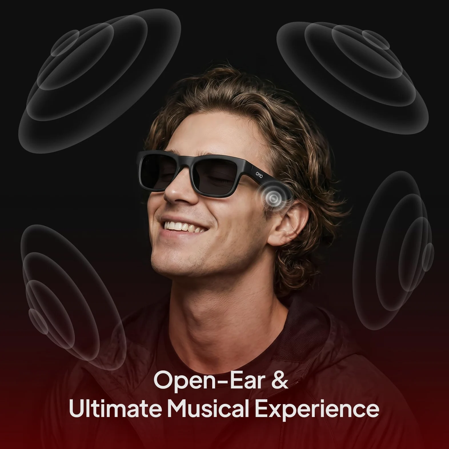 OhO sunshine Bluetooth Audio Sunglasses, Lightweight Open Ear Sport Glasses, 10H Playtime, UV400 ANSI Z87.1, Water Resistant with Voice Control