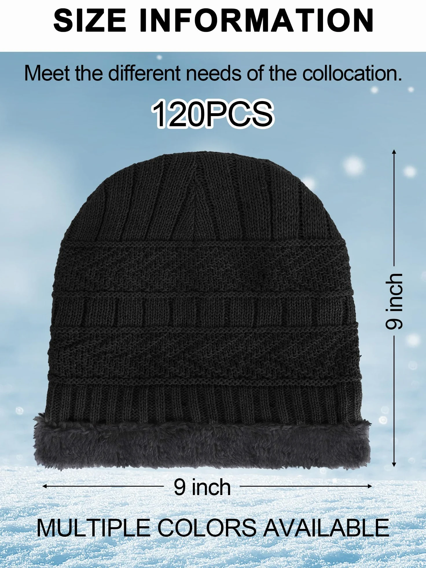 Geyoga Bonnet d'hiver en vrac pour homme et femme avec doublure en polaire