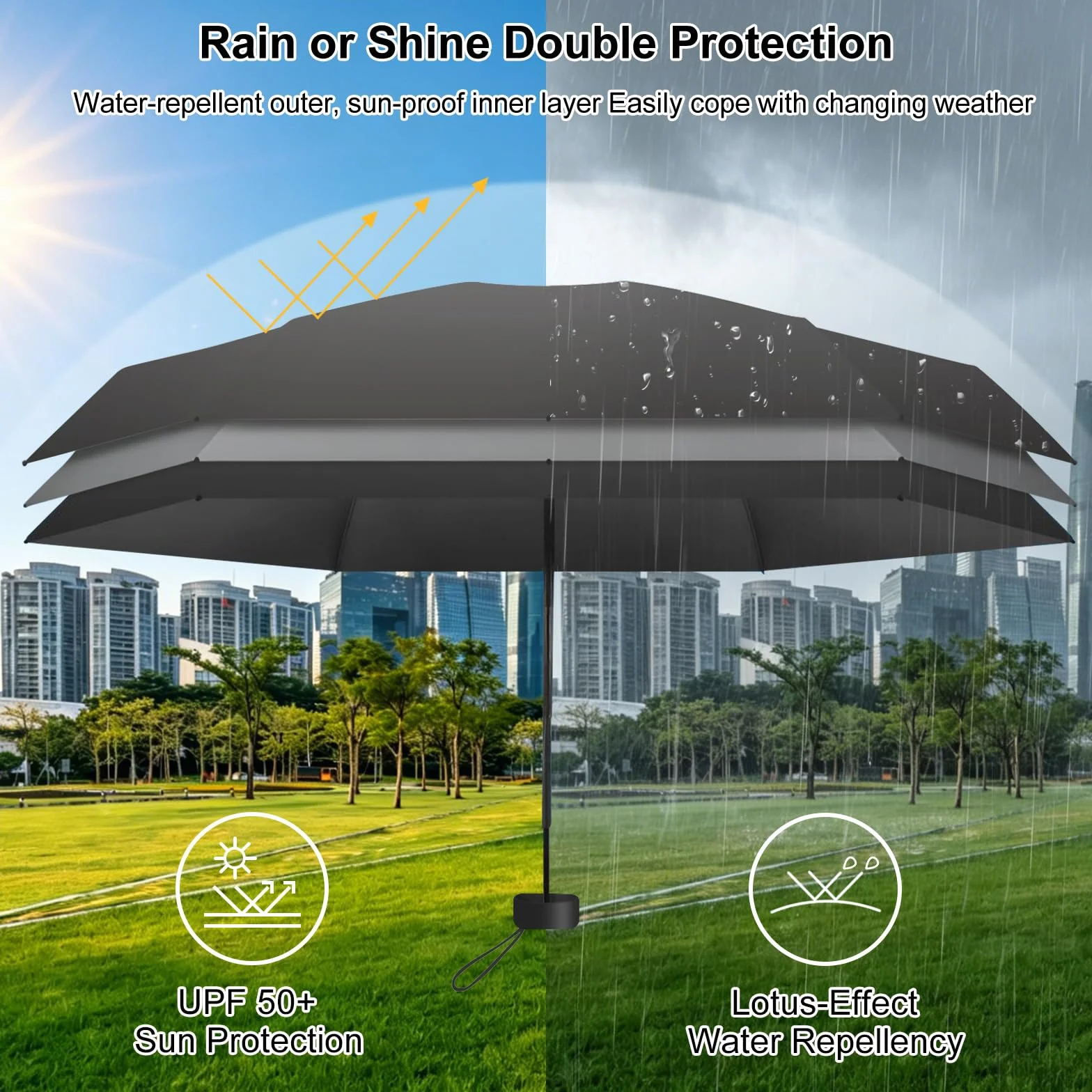 Parapluie Compact de Voyage – Mini Parapluie Capsule 6 Nervures Coupe-Vent, Ultra Léger et Résistant, Idéal pour Hommes et Femmes, se Range Facilement dans un Sac
