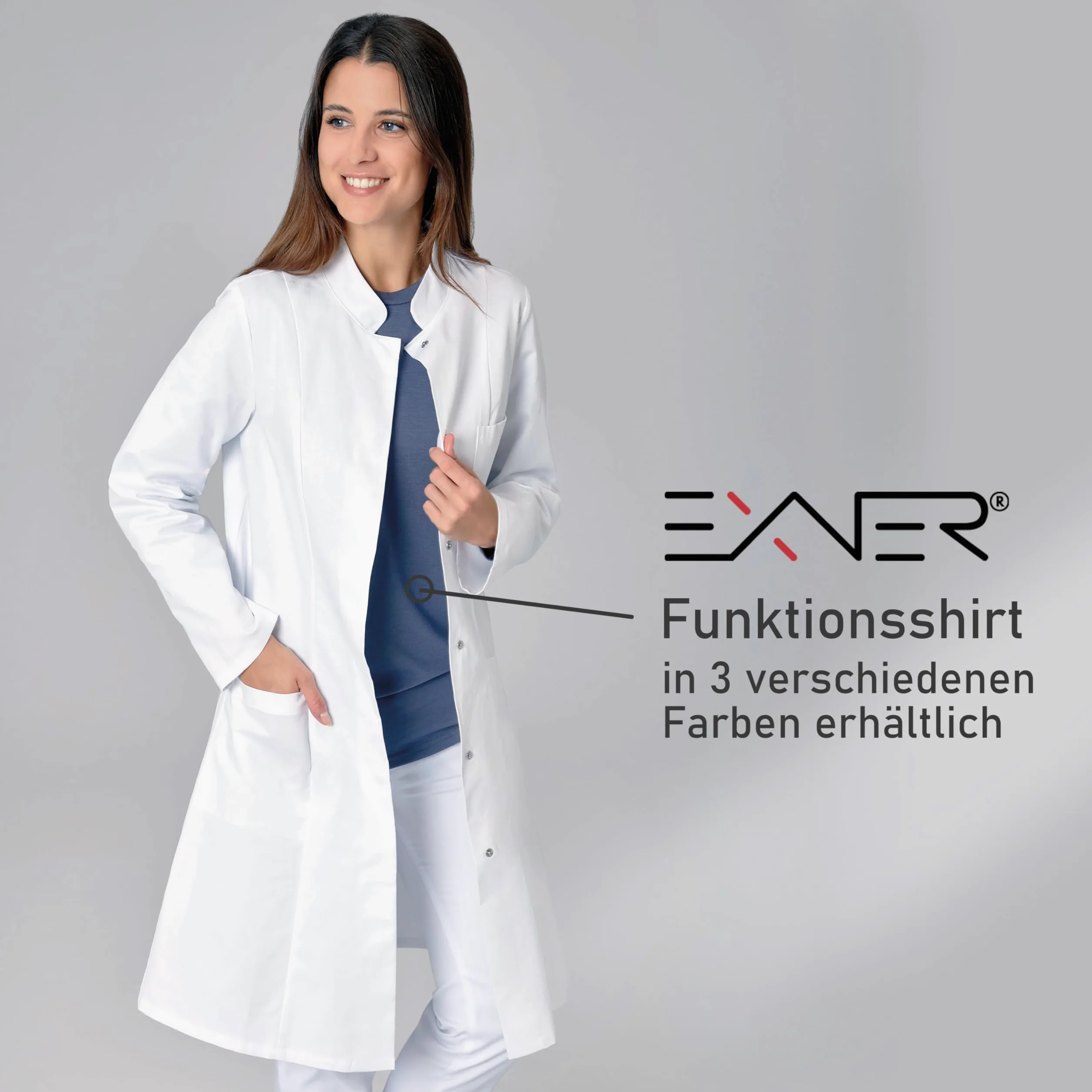 Exner Blouse de médecin pour femme - Blouse de laboratoire - Manteau de travail - Médecin - Blanc - Taille 5XL