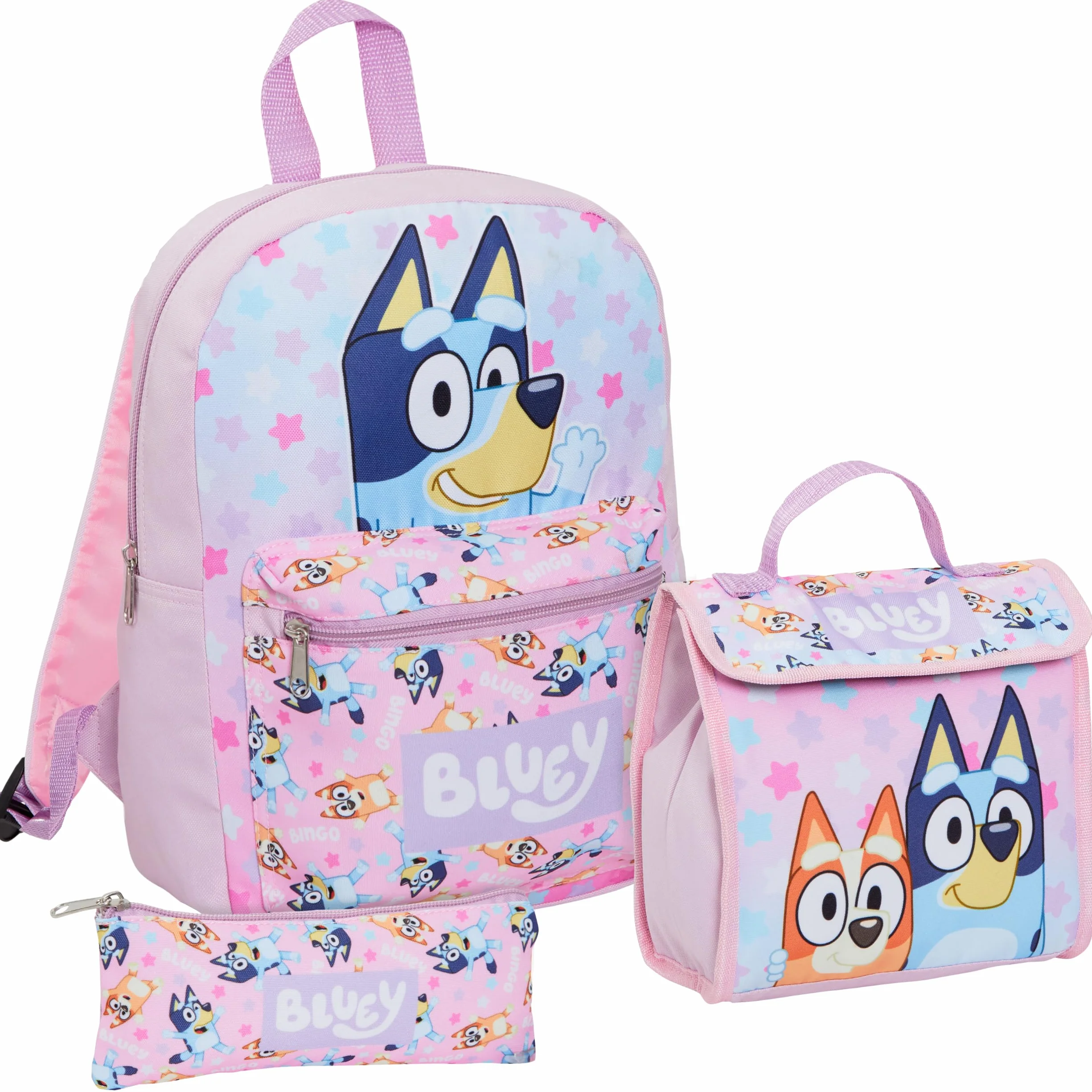 Set de Sac à Dos Bluey pour Filles 3 pièces Bundle avec Sac à Dos, Sac à déjeuner et Trousse Cadeau de rentrée