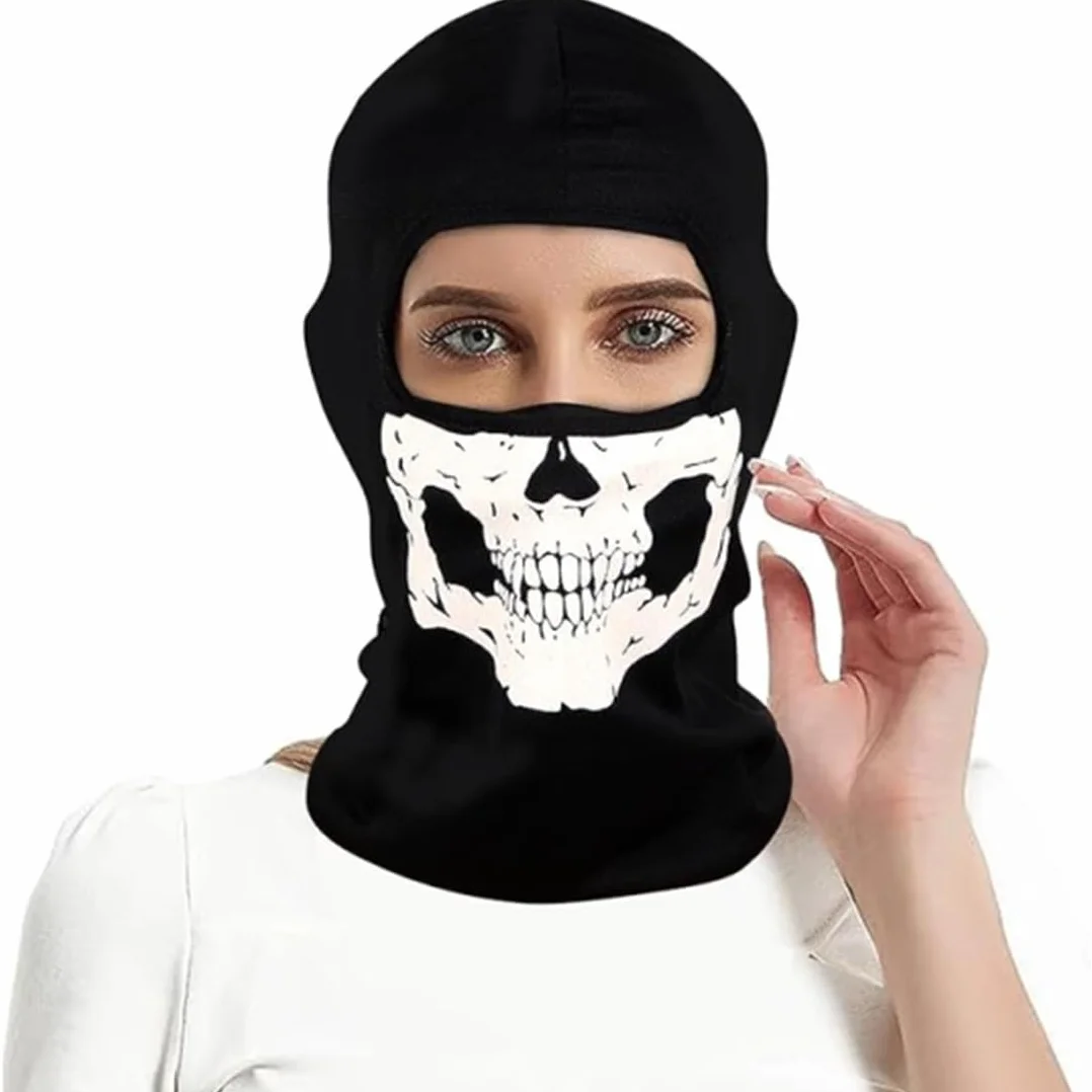 Cagoule tête de Mort,2 Pièces Masque de Crâne Cagoule Ghost Cagoule Moto Cagoule Skull Cagoule Ghost Masque Ghost Imprimez Masque Balaclava Cagoule tête de Mort pour Ski, Moto, Vélo, Randonnée