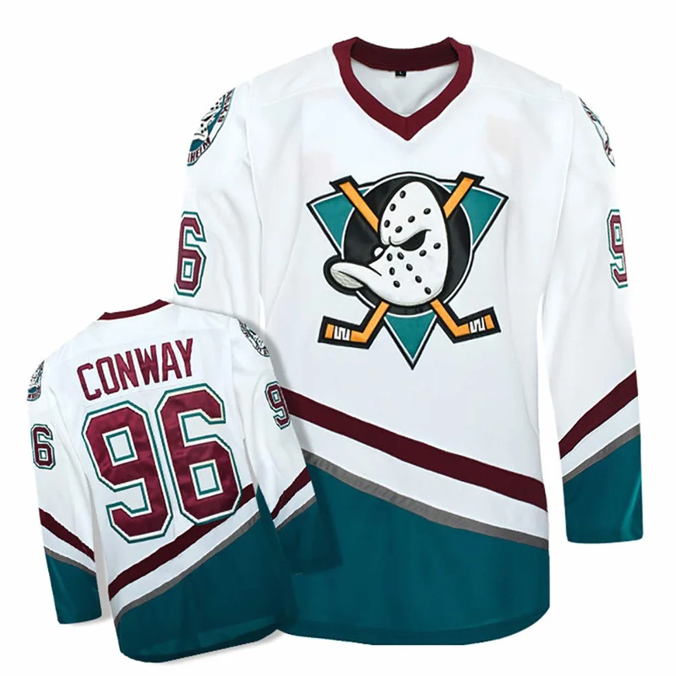 Charlie Conway #96 Mighty Ducks Film Hockey Maillot Jerseys sur Glace NHL pour Homme Vêtements Sweatshirts Respirant T-Shirt,XL