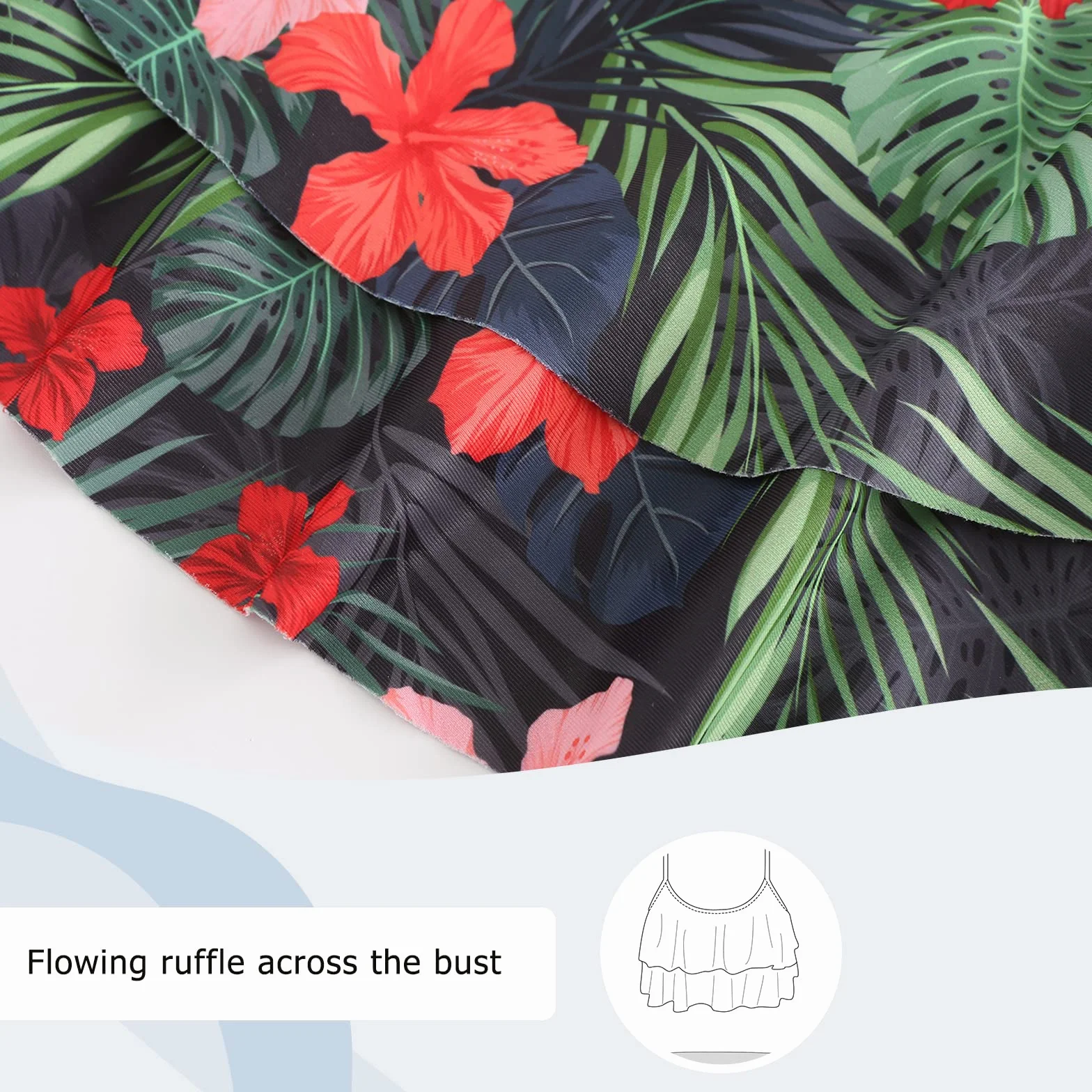 Aisyee Maillot de Bain Fille Deux Pièces Hawaïen Fleuri de Plage 3-16 Ans