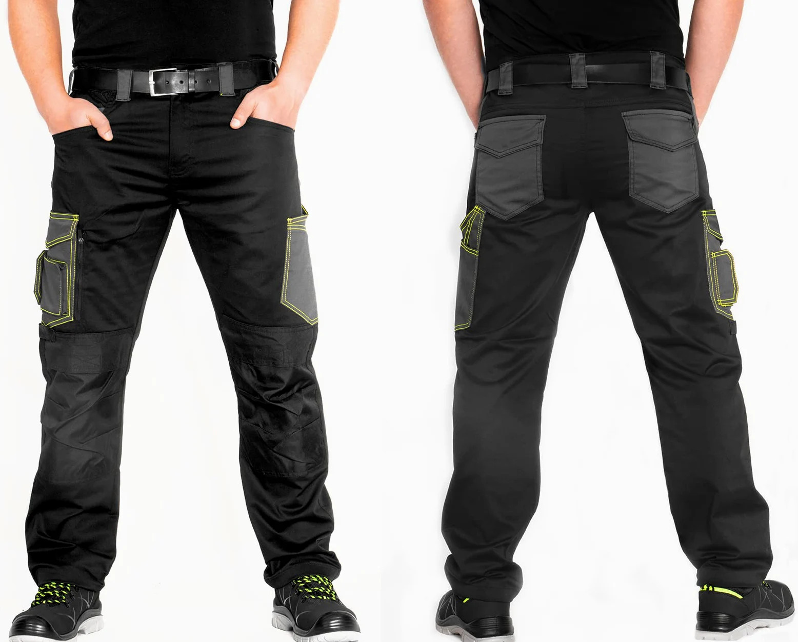 ACE Pantalon de Travail Genesis pour Homme - Pantalon Cargo avec Ceinture Élastique - Multipoche