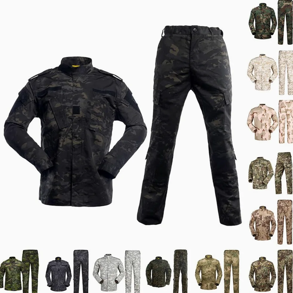 Homme 2 Pièces Tactique de Costume Vêtements Chaud Veste Impermeable Manteau Hiver Uniforme Militaire Blouson de Combat et Camouflage Cargo Pantalon pour Camping