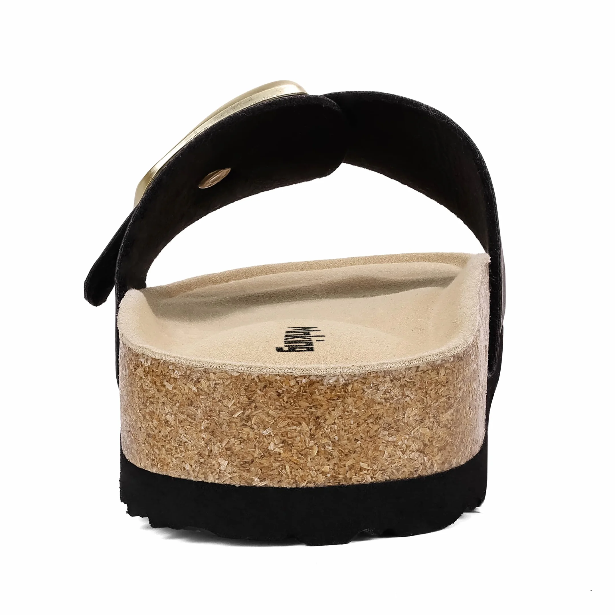 Sandales Femme Été Mules Semelle Intérieure en Liège Sandales en Daim Boucle Réglable Bout Ouvert Chaussure Piscine Plage