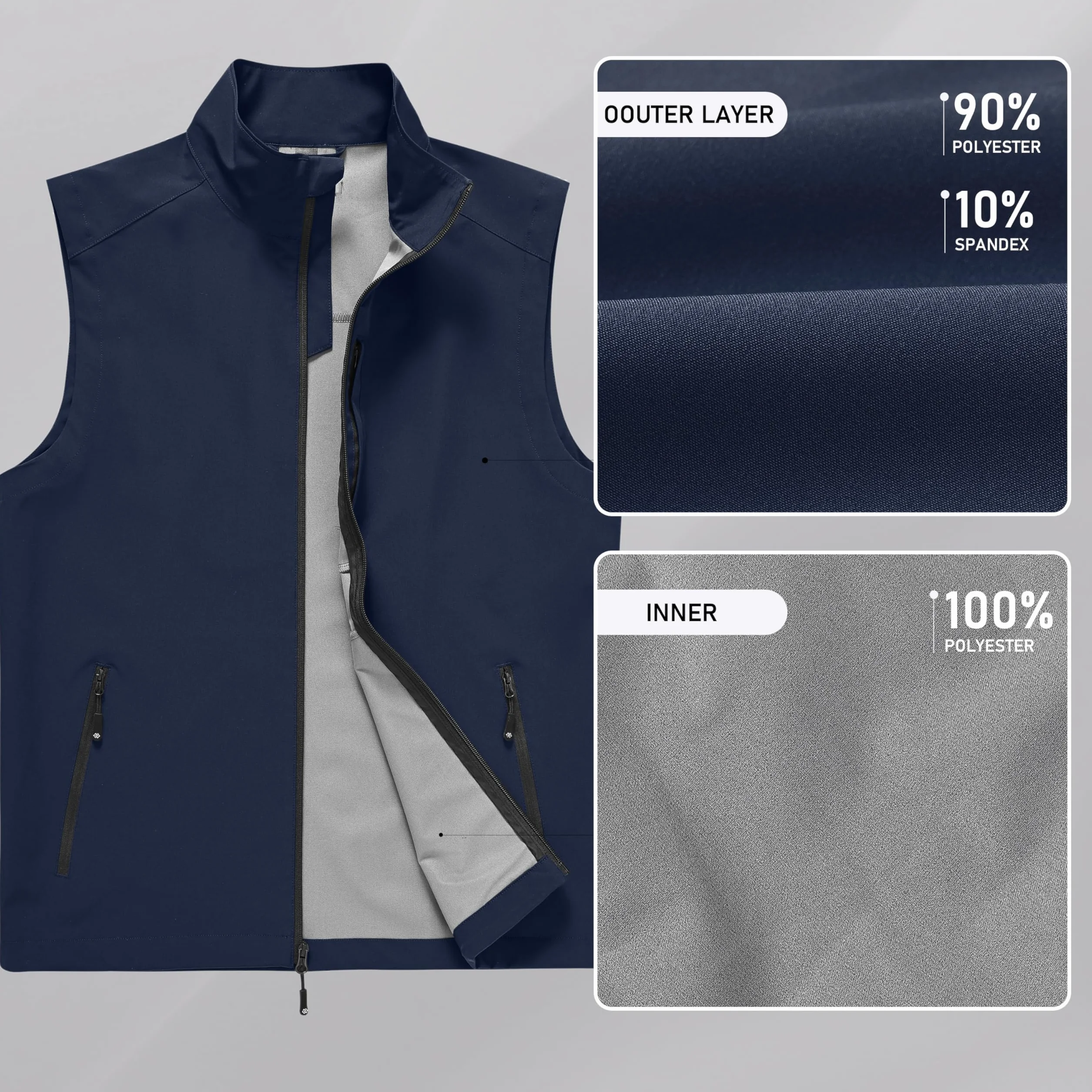 MoFiz Gilet Softshell Léger Coupe-vent Déperlant pour Randonnée Golf Cyclisme Course