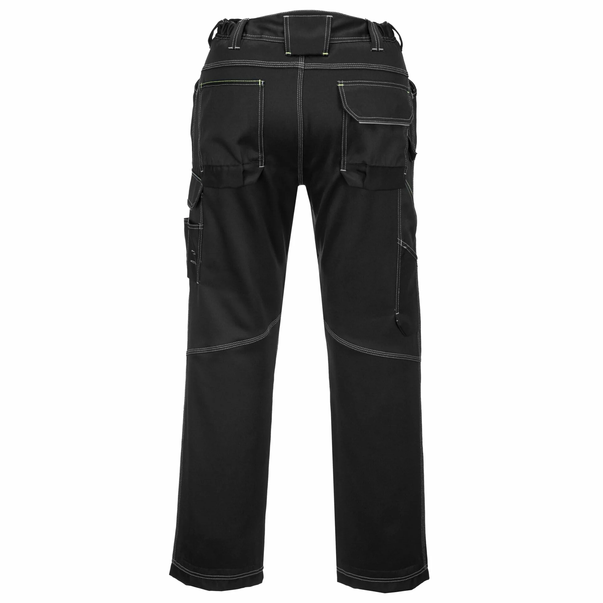 Portwest T601 Pantalon PW3 2 Poches Arrière Coupe Standard Coutures Triples | Noir, UPF 50+, EN 14404 Type 1 Niveau 0, Liseré Réfléchissant, Polyester, Bande Agrippante Intérieure, Poche Smartphone
