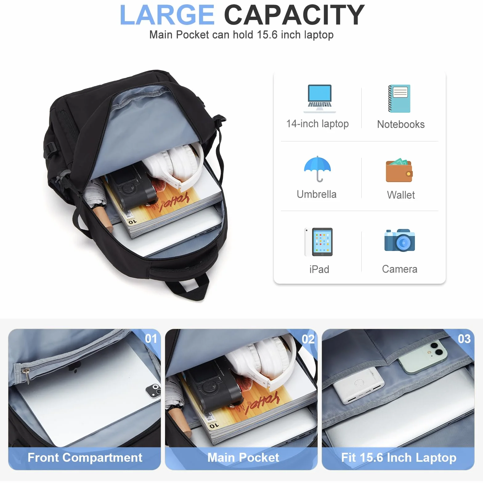 Sacs à Dos Loisir Sac à Dos College Ado Garcon École Cartable Femme Travail Voyage 20L