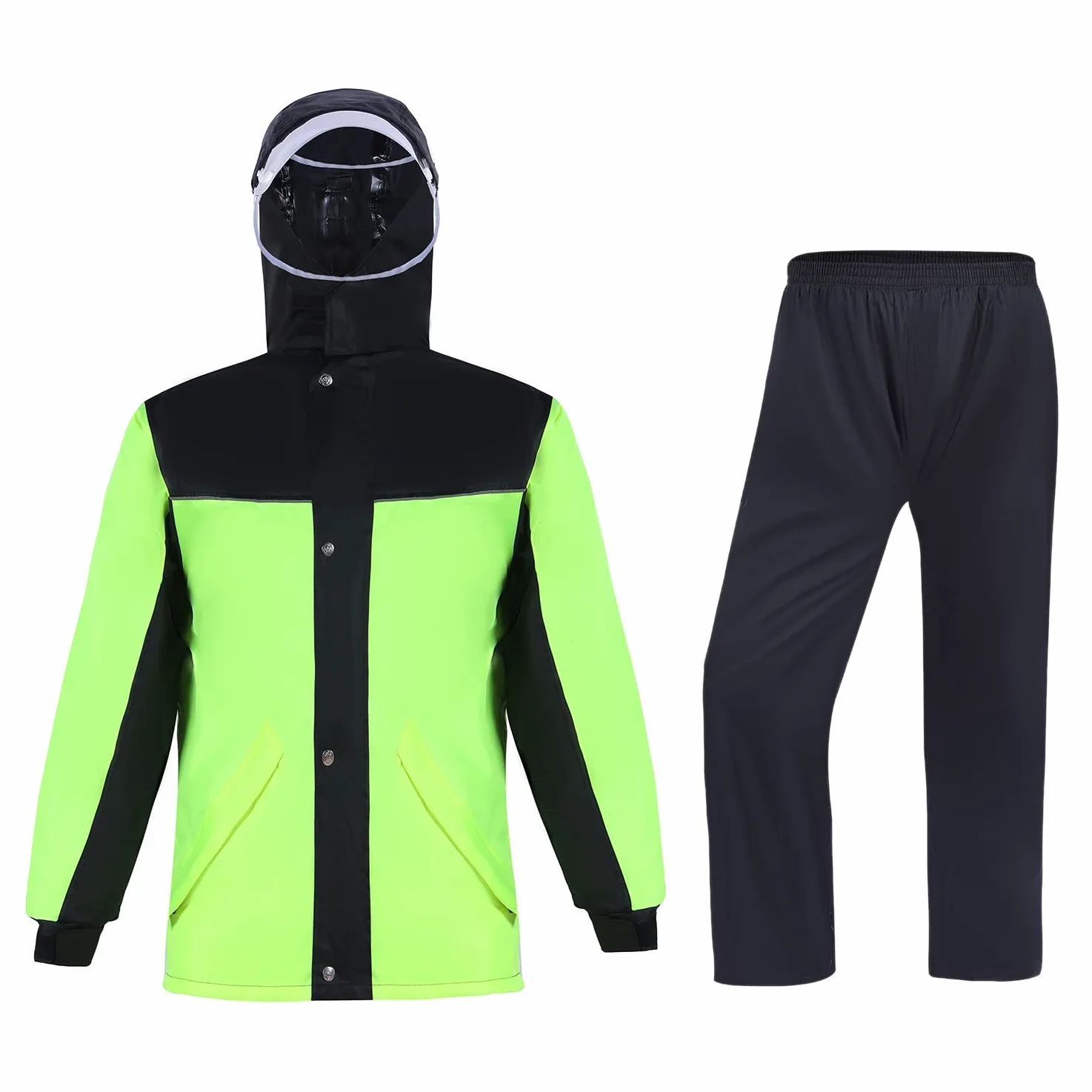 Hommes Combinaison de Pluie Unisexe Imperméable Moto Vélo Vestes à Capuche Coupe-vent Vêtements de Pluie