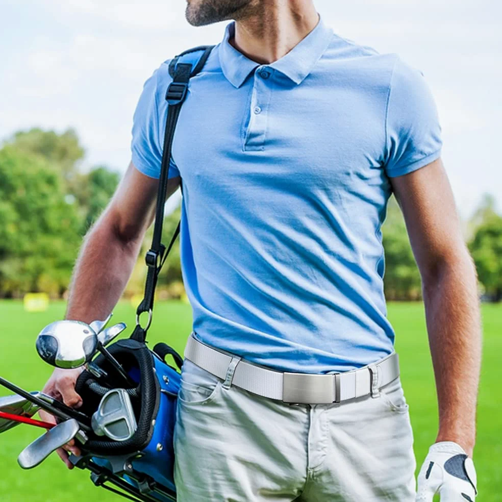 DOOPAI Ceinture hommes, ceinture de golf élastique pour hommes, nylon à cliquet ceinture hommes ceinture casual, garniture réglable pour s'adapter