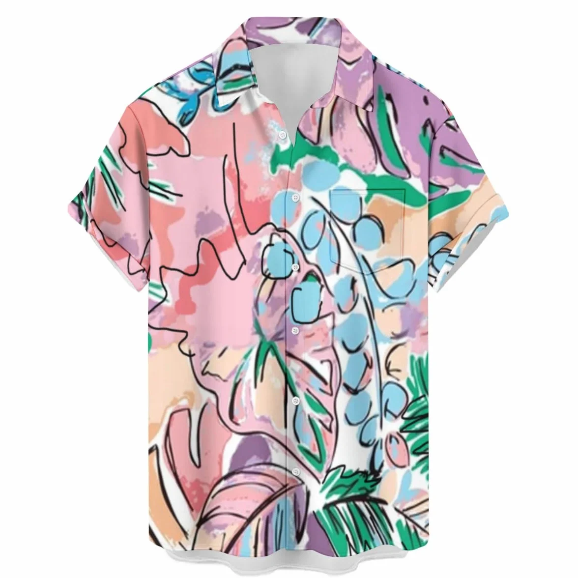 Chemise de bowling hawaïenne à manches courtes pour homme Motif cocotier