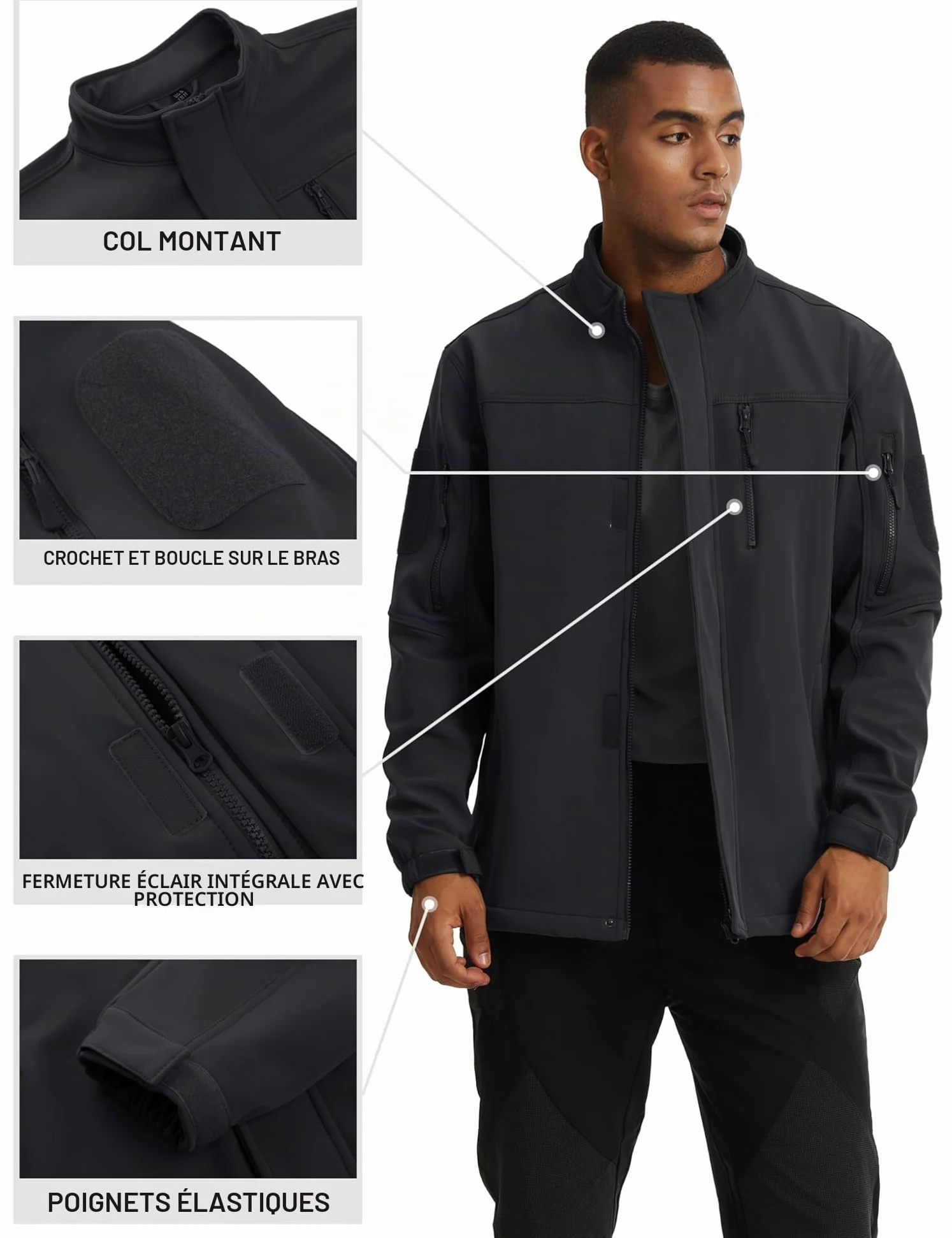 TACVASEN Veste D'Extérieur Veste Militaire Imperméable pour Homme Veste Polaire Airsoft Veste D'Hiver Imperméable