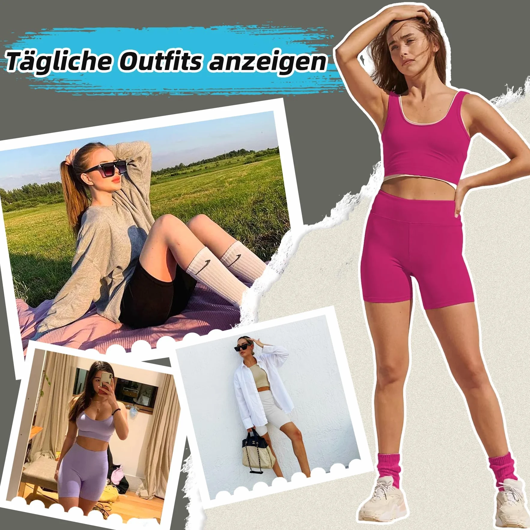 FuelMeFoot Short de cyclisme pour femme avec taille haute - Short de sport pour la gym, le yoga et l'été