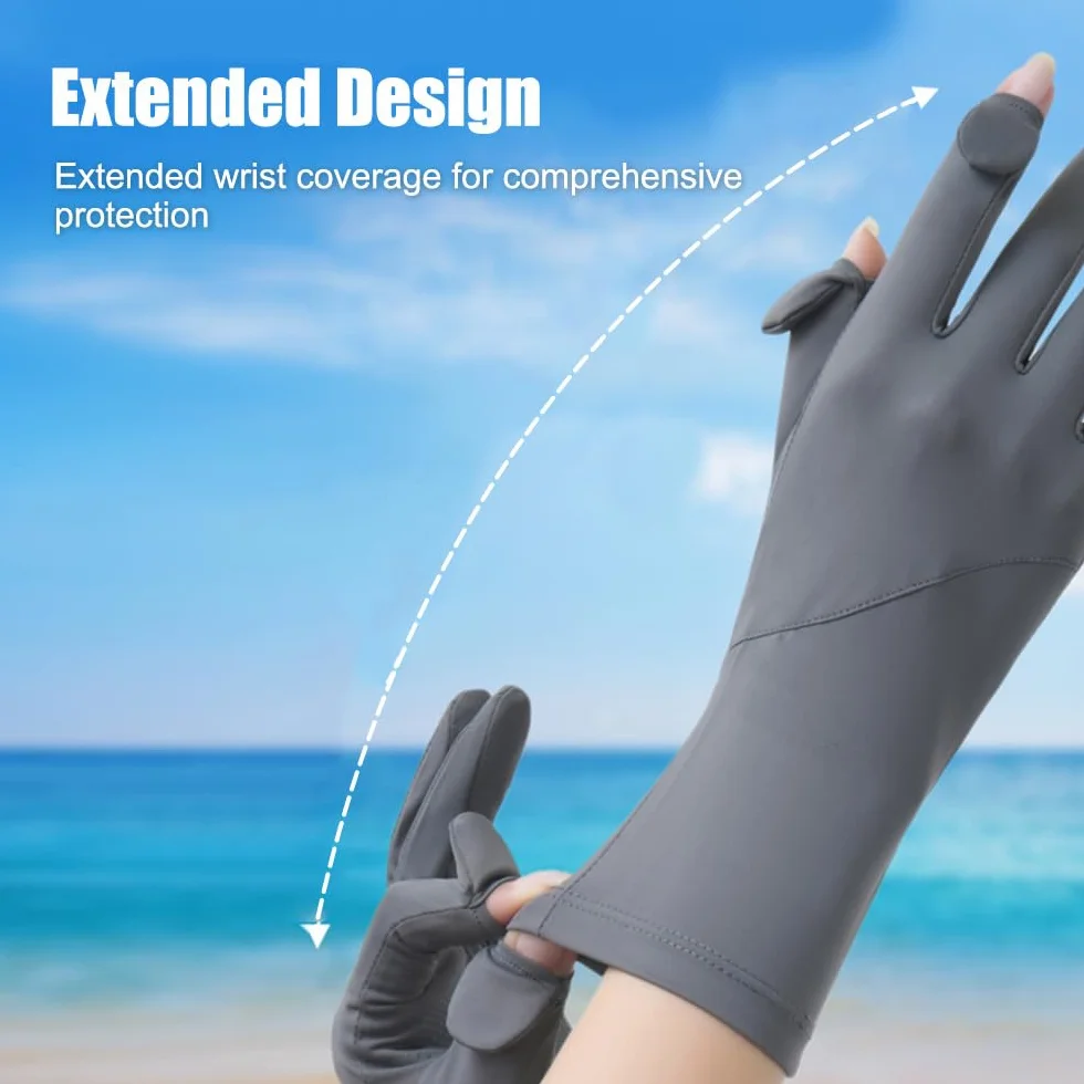 Gants de Protection UV pour Femme MiOYOOW, Respirants en Soie Glacée, Antidérapants Écran Tactile