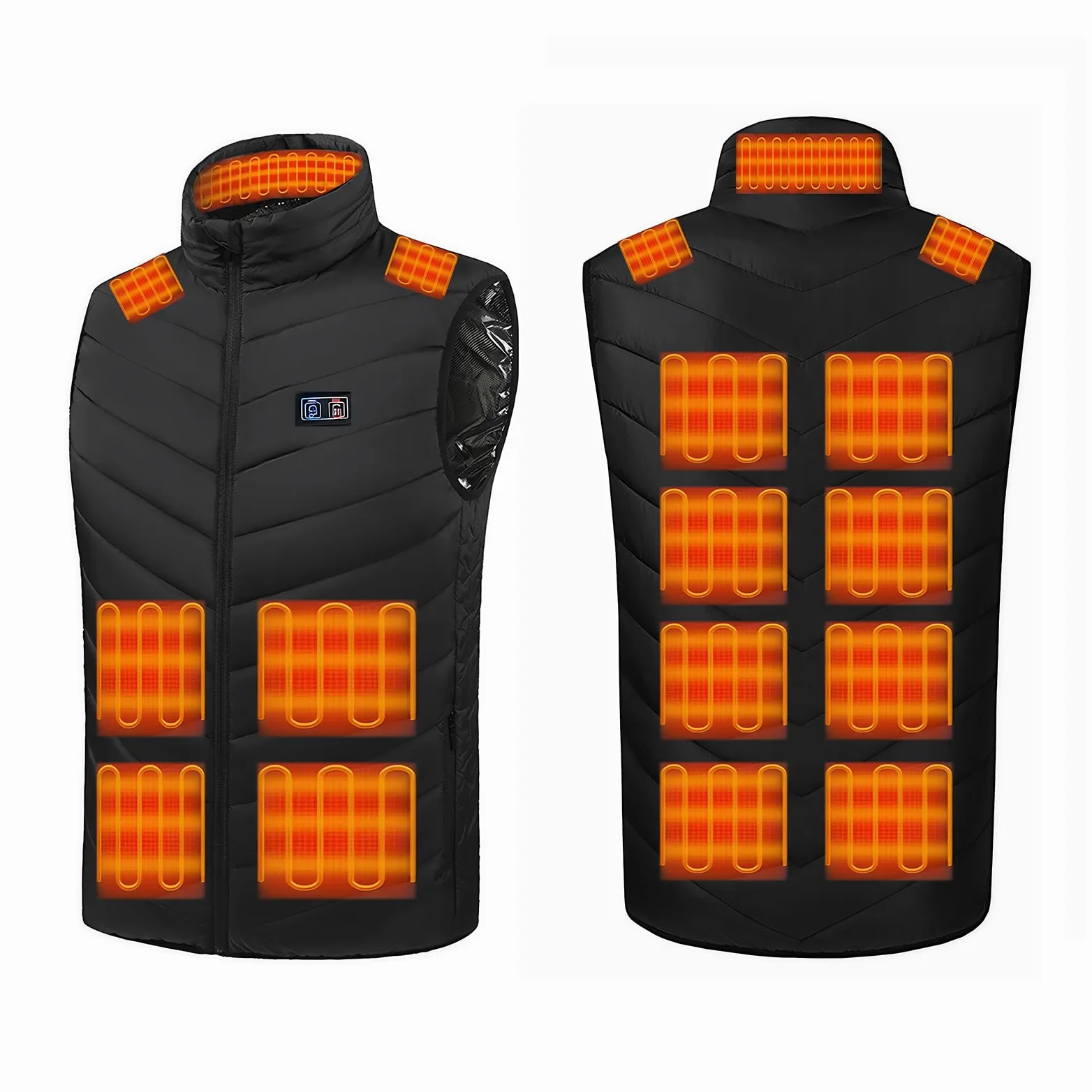Monave Gilet chauffant pour homme et femme avec 15 coussins chauffants, gilet chauffant pour moto, pêche, marche et travail en plein air pour Noël et Thanksgiving (batterie non incluse)