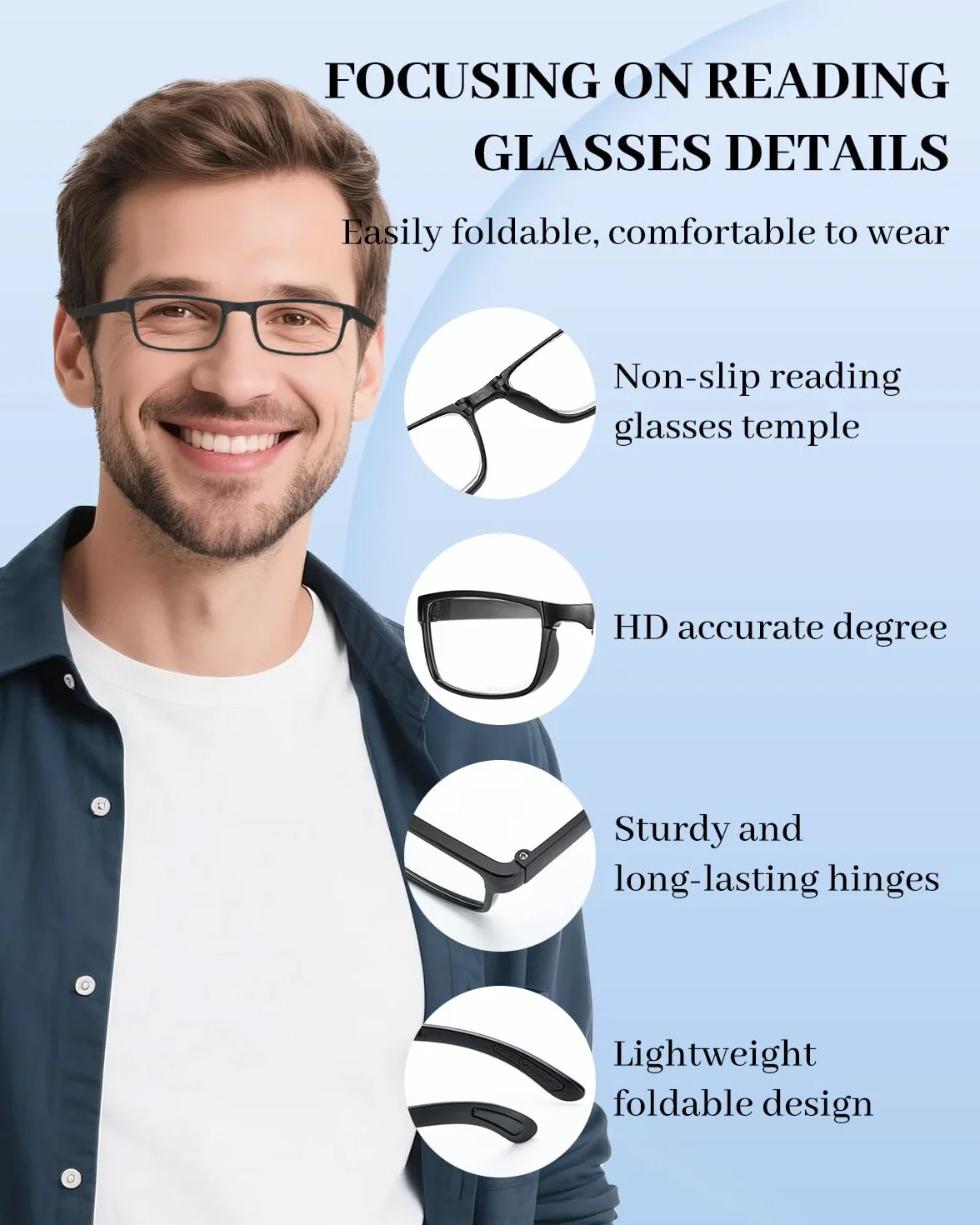 LUFF 4 Paires de Lunettes de Lecture, plus Confortables et Faciles à Transporter, Compactes et Élégantes, Pliables, Lunettes de Lecture Haute Définition Anti-Lumière Bleue pour Hommes et Femmes
