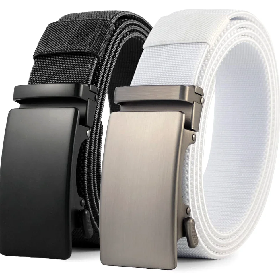DOOPAI Ceinture hommes, ceinture de golf élastique pour hommes, nylon à cliquet ceinture hommes ceinture casual, garniture réglable pour s'adapter
