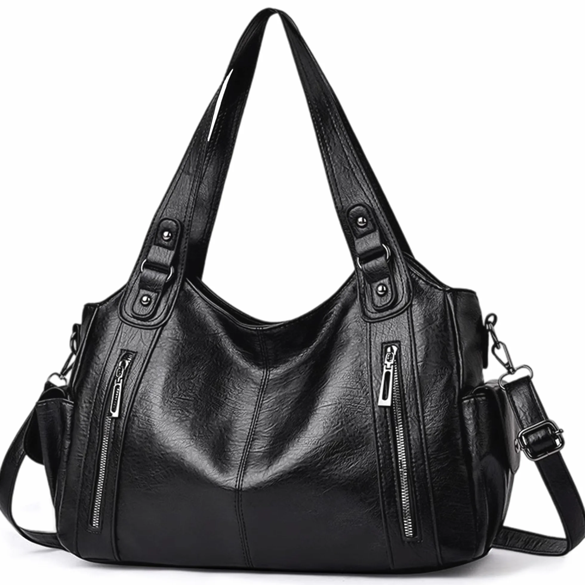 Sac À Main Femme PU Élégant Grande Capacité Sac Cabas Rigide Vintage Sac Bandoulière Ajustable Sac Épaule Mode Travail Voyage Quotidien