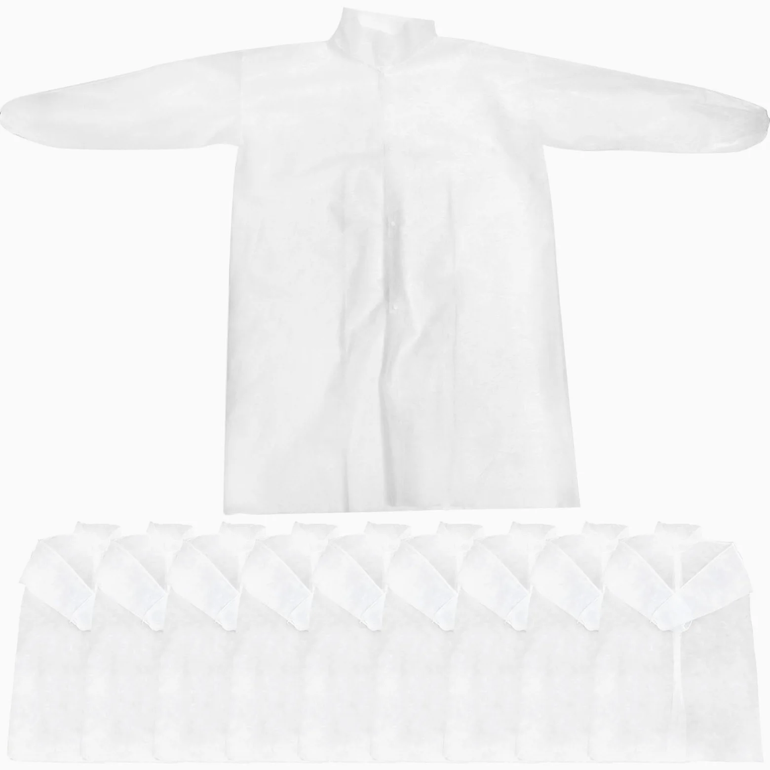 Baluue Blouse De Laboratoire Jetable À Manches Longues Vêtements De Travail Non Tissés Avec Boutons Surblouse De Protection Contre Les Éclaboussures Pour Laboratoire Peinture Nettoyage 10 Pièces