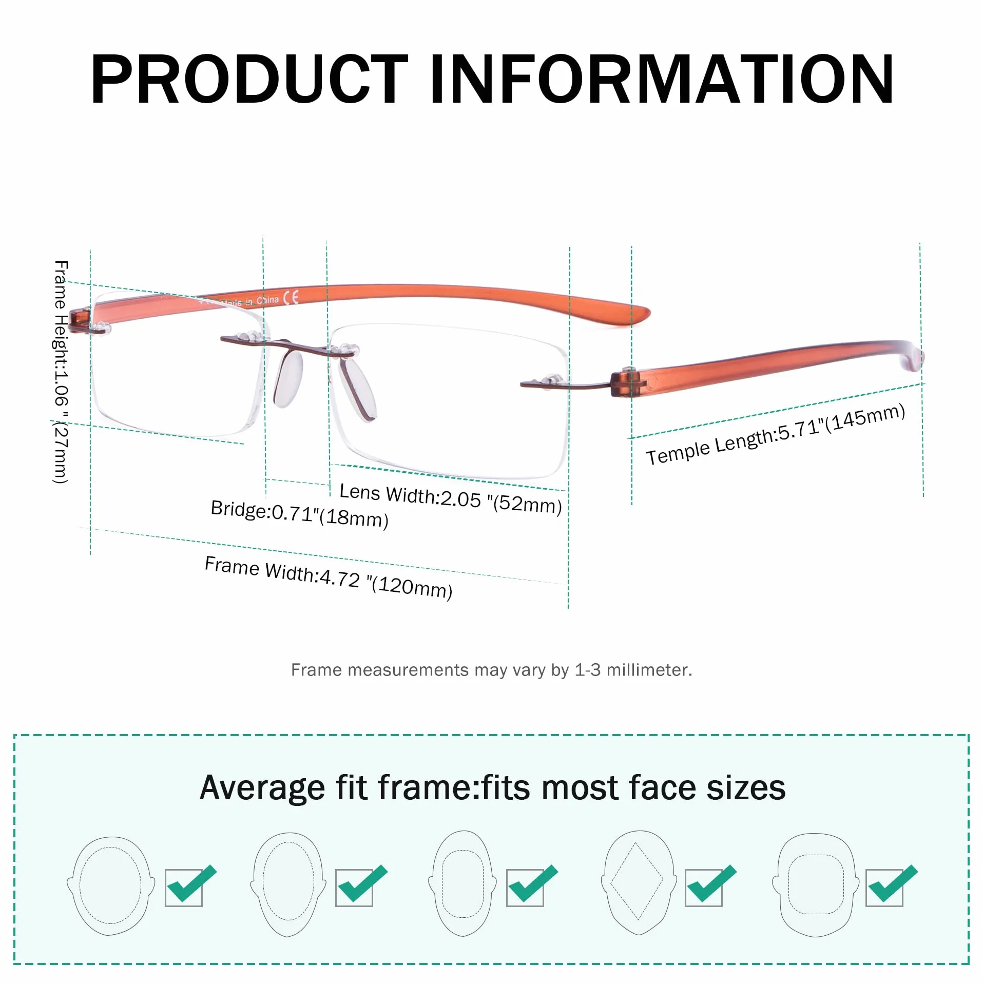 eyekepper Lunettes de Lecture Légères Sans Monture Homme Femme